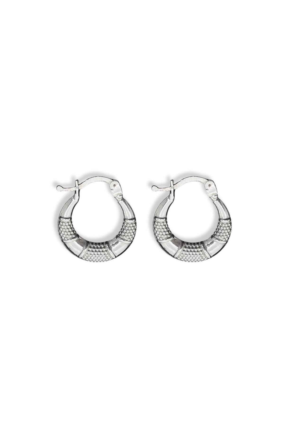 oya silver Croissant Desenli Yarım Ay Gümüş Kadın Halka Küpe 1.5x1.5CM