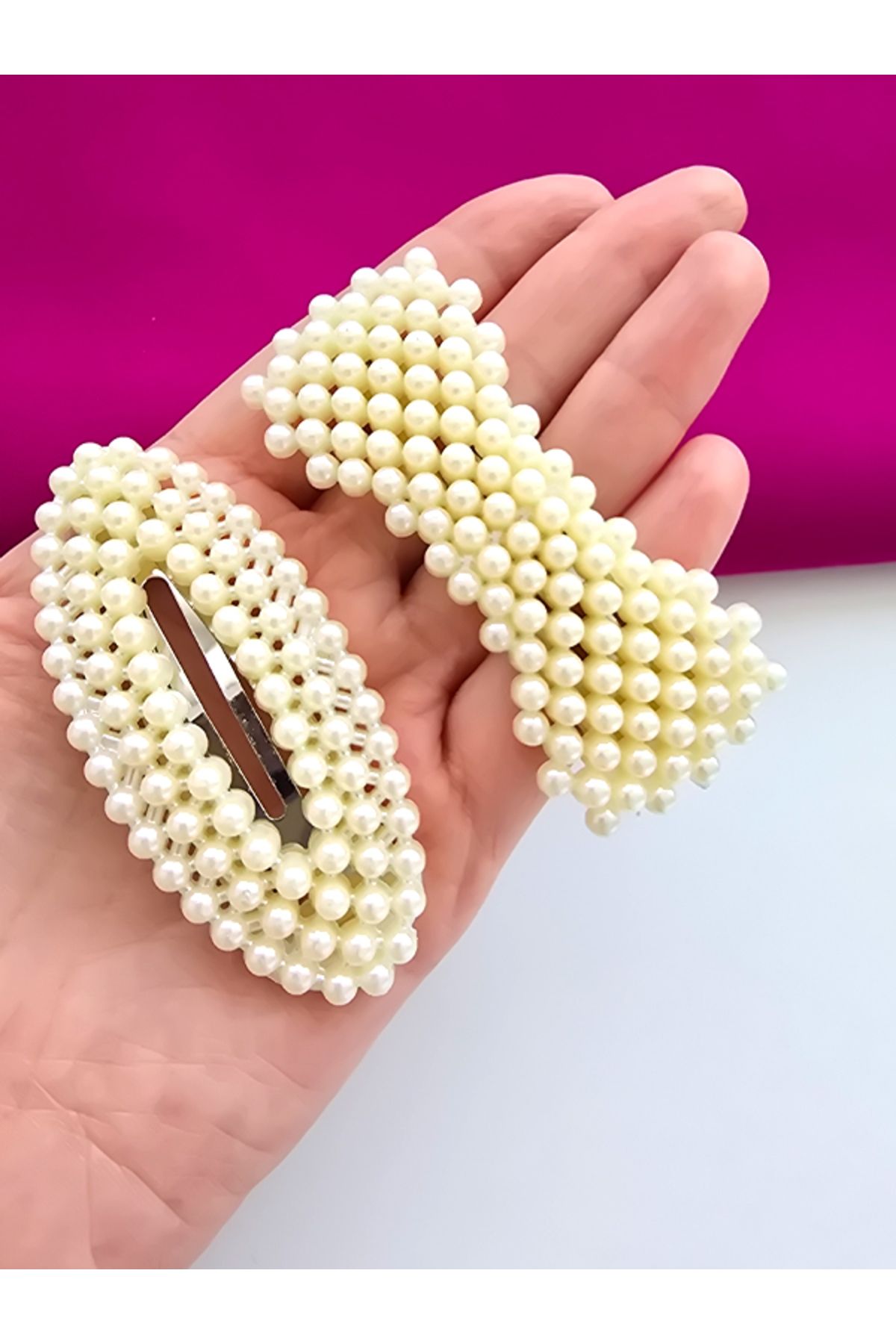 Riccoco Accessory İncili 2'li Büyük Boy Çıt Çıt Toka