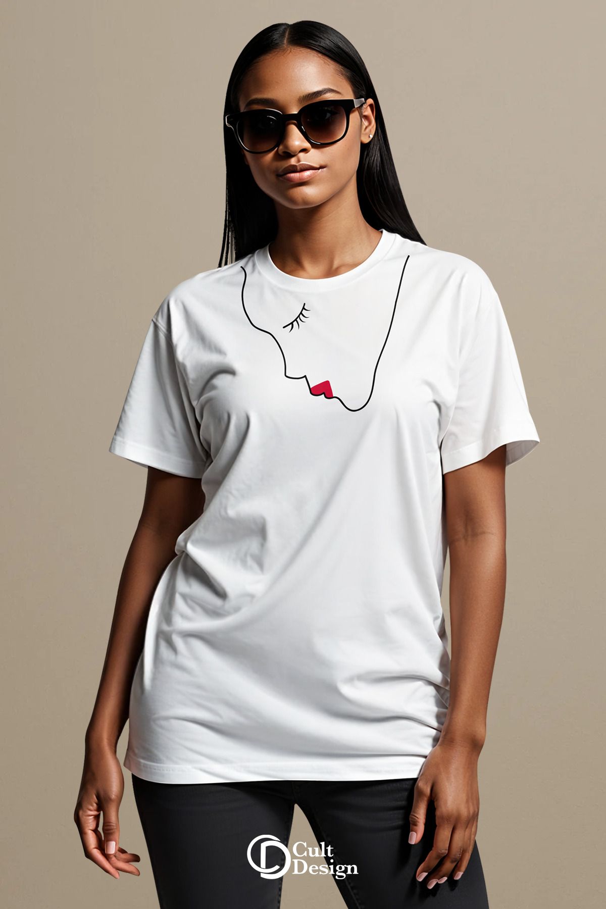 CULTDESİGN Unisex KADIN/ERKEK Özel Premium Baskılı Basic, Organik Pamuklu, Bisiklet Yaka T-Shirt Tişört