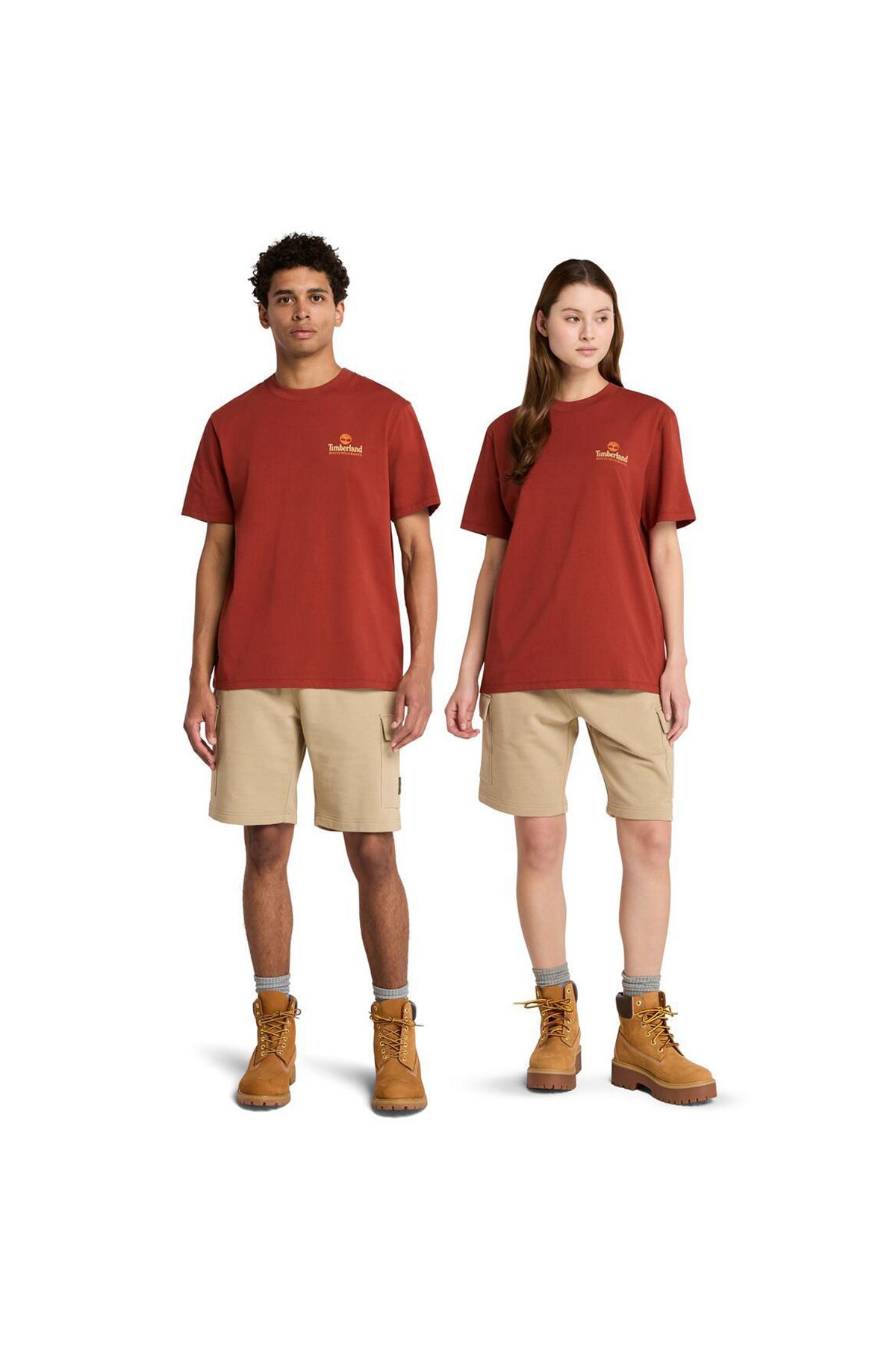 Timberland Illustrated Tree Logo Back Graphic Erkek Kırmızı Yuvarlak Yaka Tişört