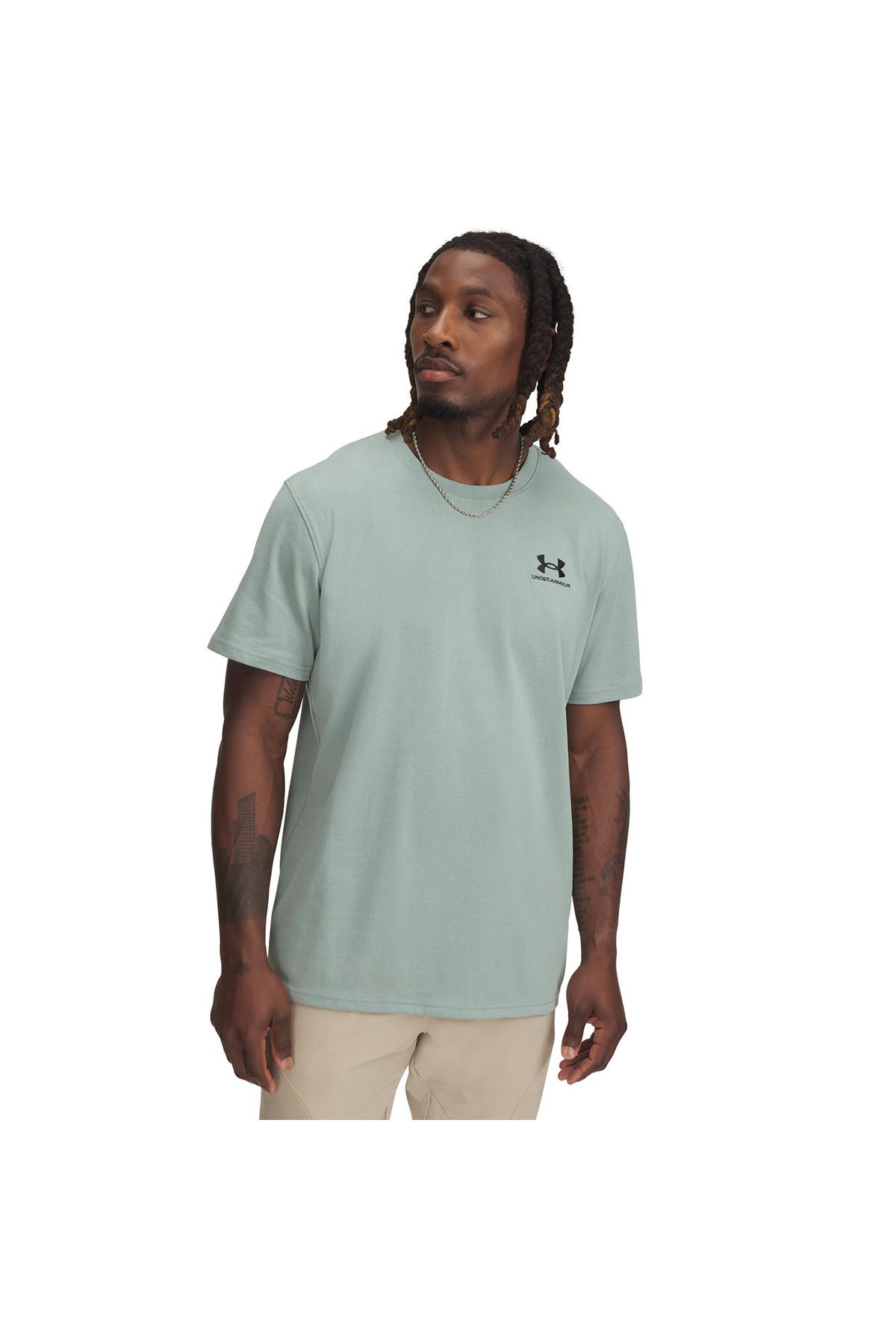 Under Armour Logo Embroidered Heavyweight Erkek Yeşil Yuvarlak Yaka Tişört