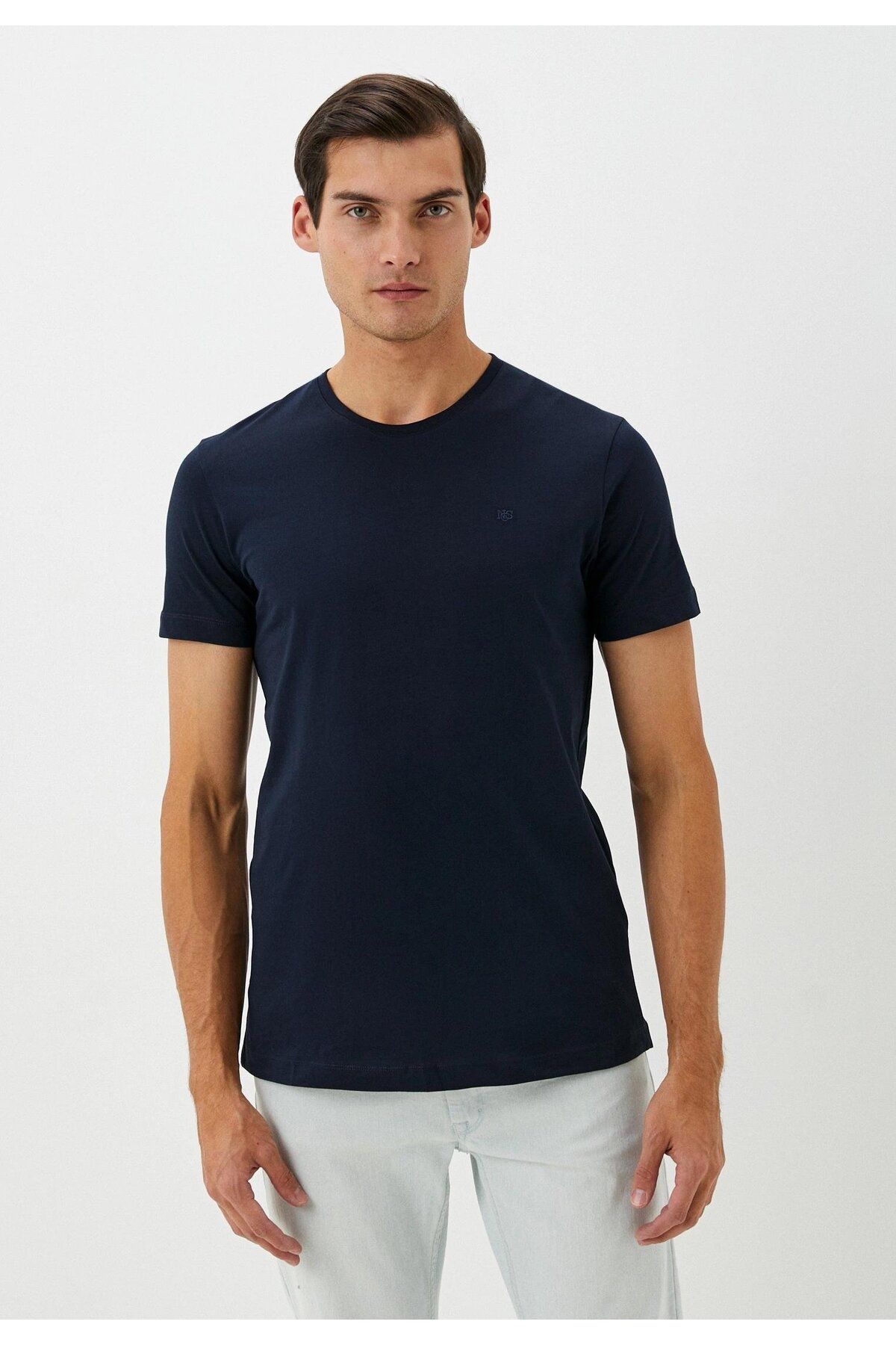 Ncs Jeans Erkek Tişört Bisiklet Yaka Lacivert Slim Fit %100 Pamuk T-shirt NCS JEANS 1051