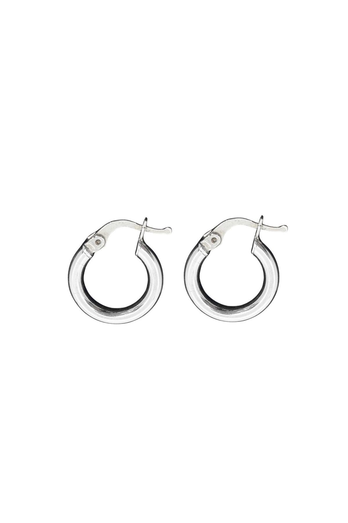 oya silver Kalın Gümüş Şarnel Kadın Halka Küpe 1.5x1.5CM