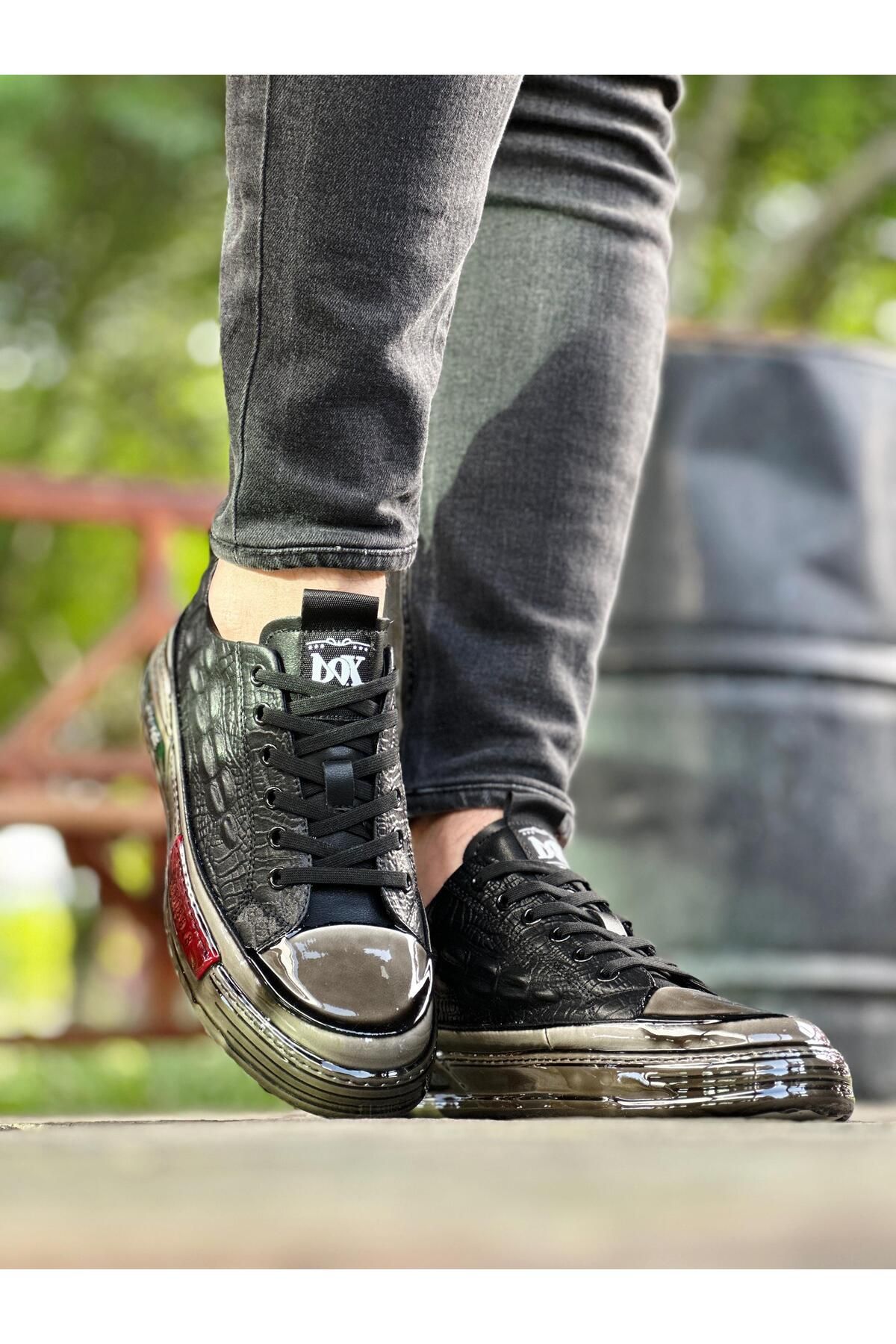 ByItallanoshoes BLACK GİON 0066 HAKİKİ DERİ GÜNLÜK ERKEK SNEAKER SİYAH