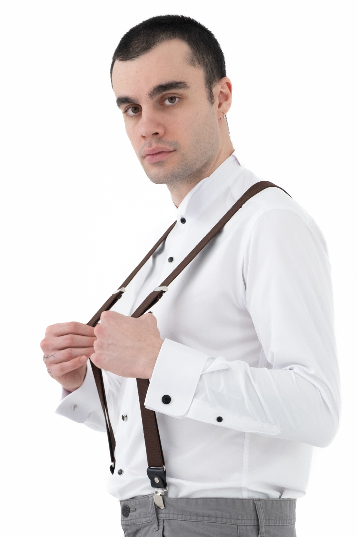 ELROZO-Men's Leather Detailed Trouser Hanger 4