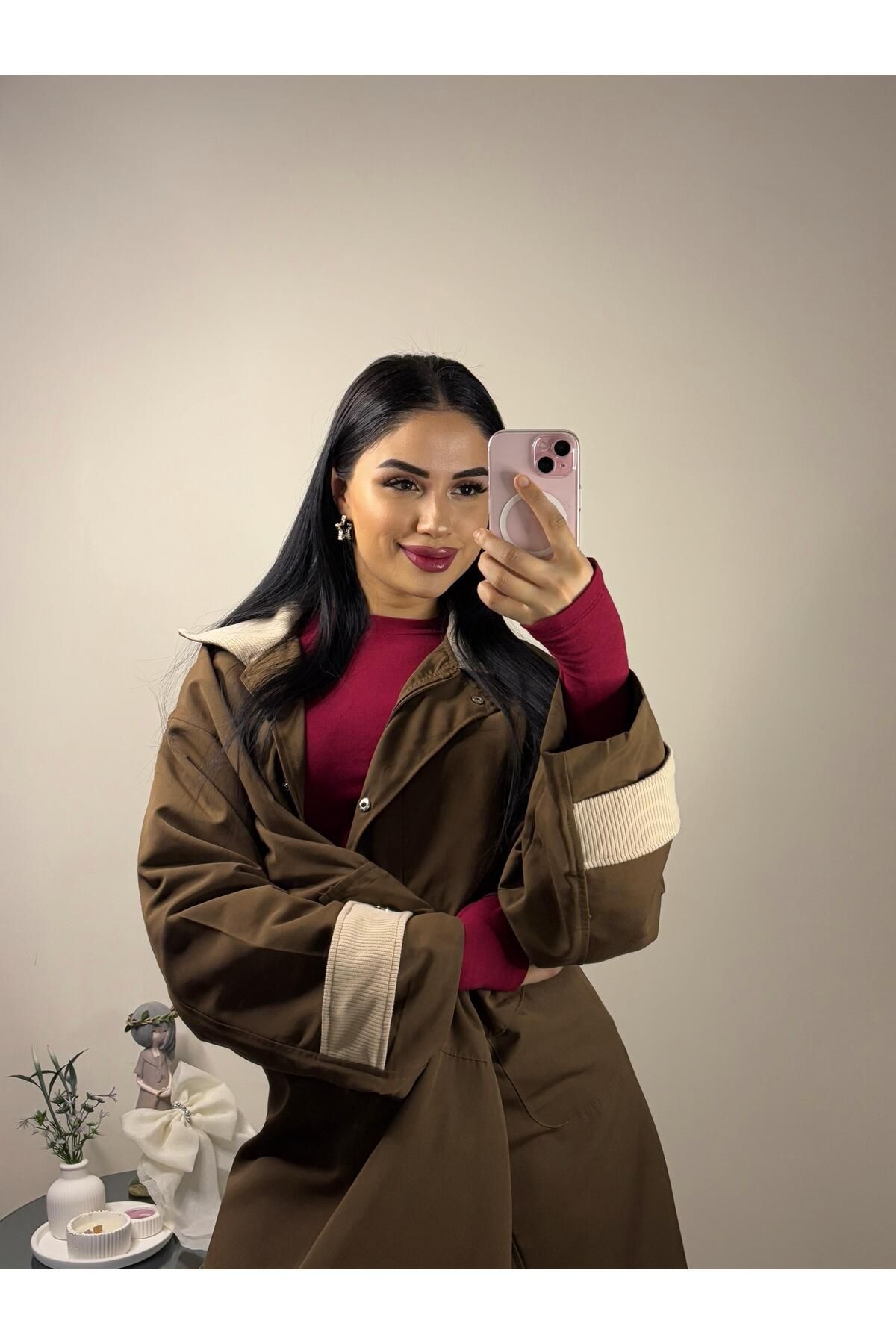 Roziş Butik Kahverengi Mevsimlik Ceket