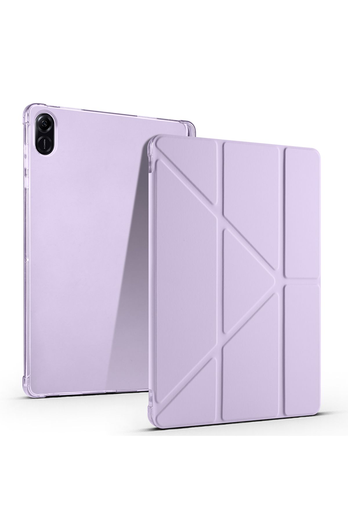 HTstore Honor Pad X8A Kılıf Zore Tri Folding Kalem Bölmeli Standlı Kılıf-Lila
