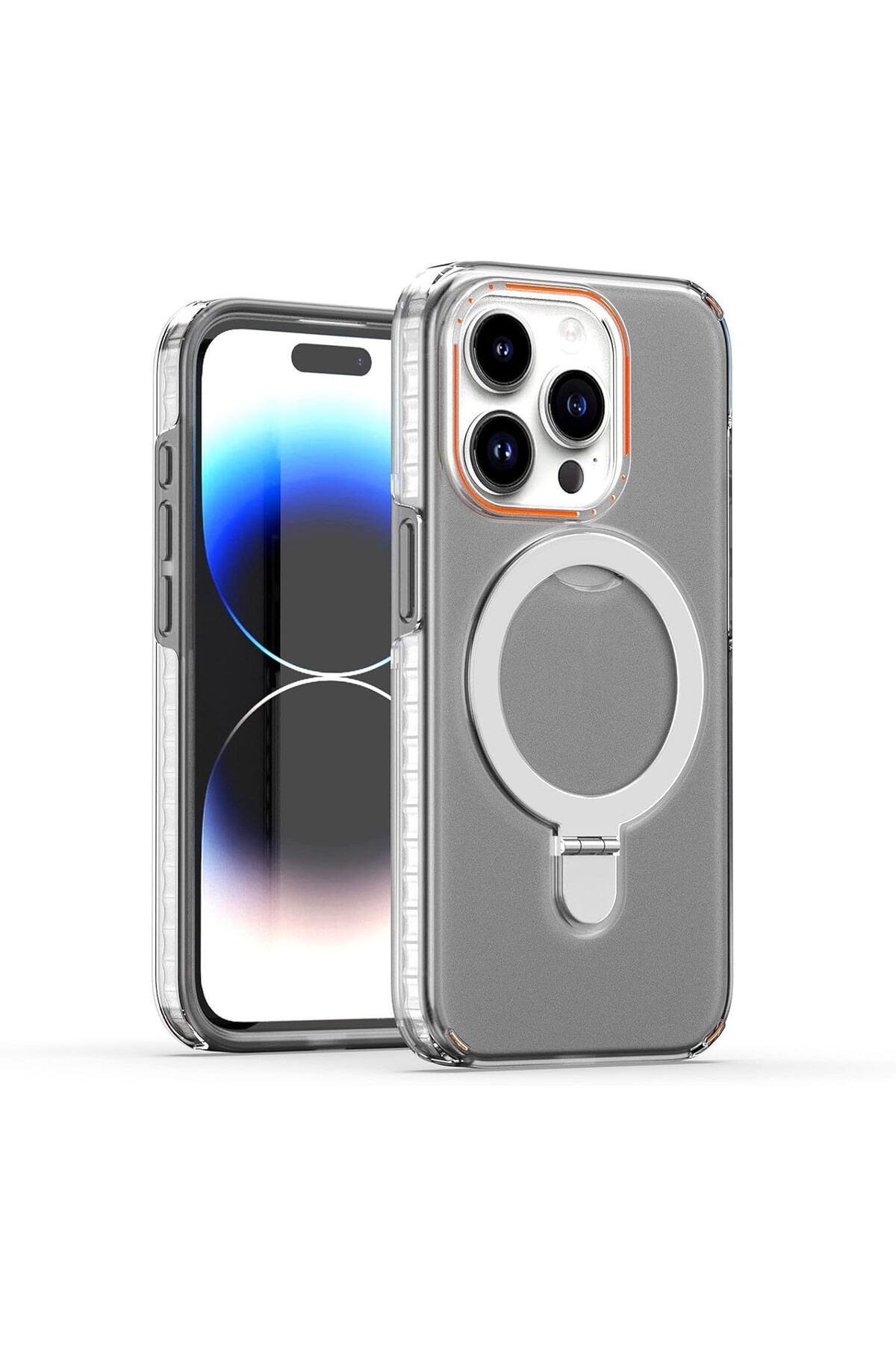 Teleplus iPhhone 15 Pro Kılıf Manyetik Standlı Şarj Çift Katmanlı Pc Sert Kapak