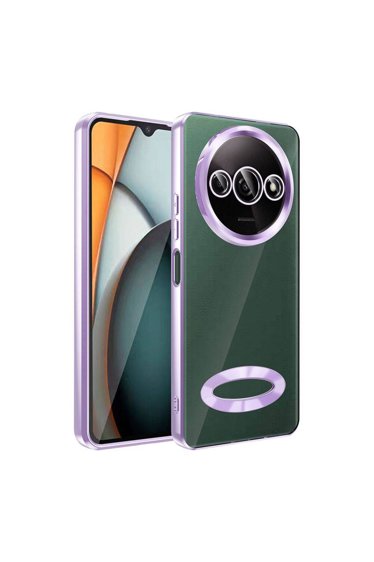 HTstore Xiaomi Uyumlu Redmi A3 4G 2024 Kılıf Kamera Korumalı Logo Gösteren Zore Omega Kapak