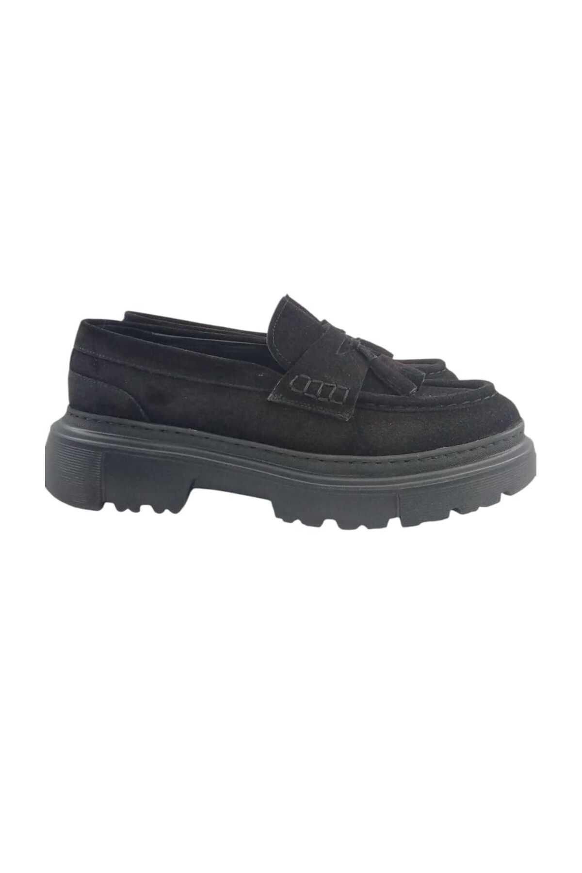 Oneka Shoes 130825PLSS7410 Erkek Günlük Püsküllü Siyah süet
