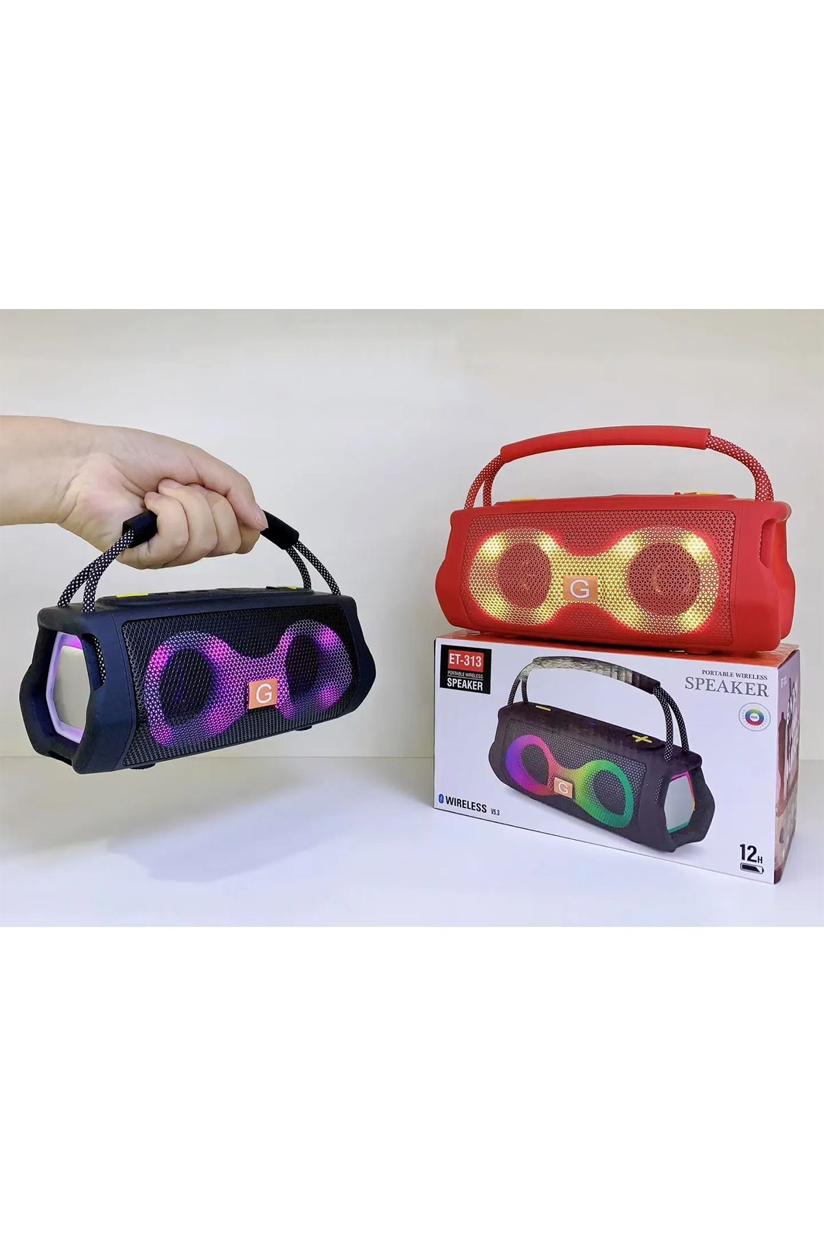 TECHNOMEN Bluetooth 5.0 80w Ipx5 Su Geçirmez Rgb Aydınlatmalı Stereo Tws Boombox Taşınabilir Hoparlör