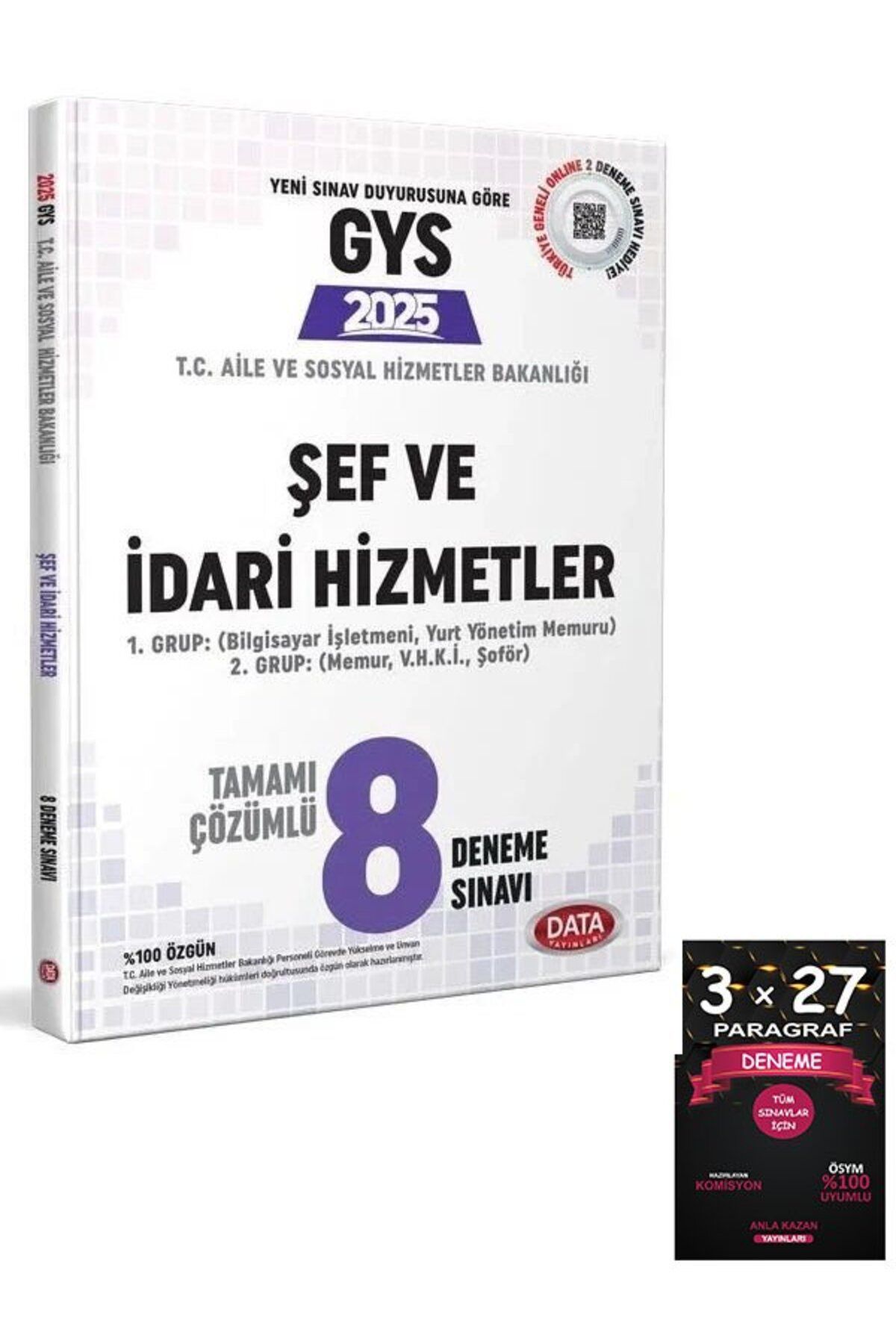 Data Yayınları Data 2025 GYS Aile ve Sosyal Hizmetler Bakanlığı Şef ve İdari Hizmetler 8 Deneme Çözümlü