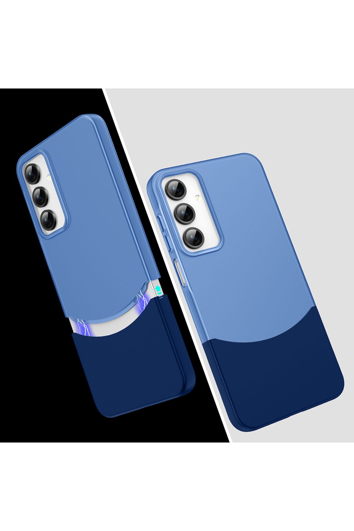 HTstore Galaxy Uyumlu A55 Kılıf Mıknatıslı Zore Duble Kapak-Lacivert