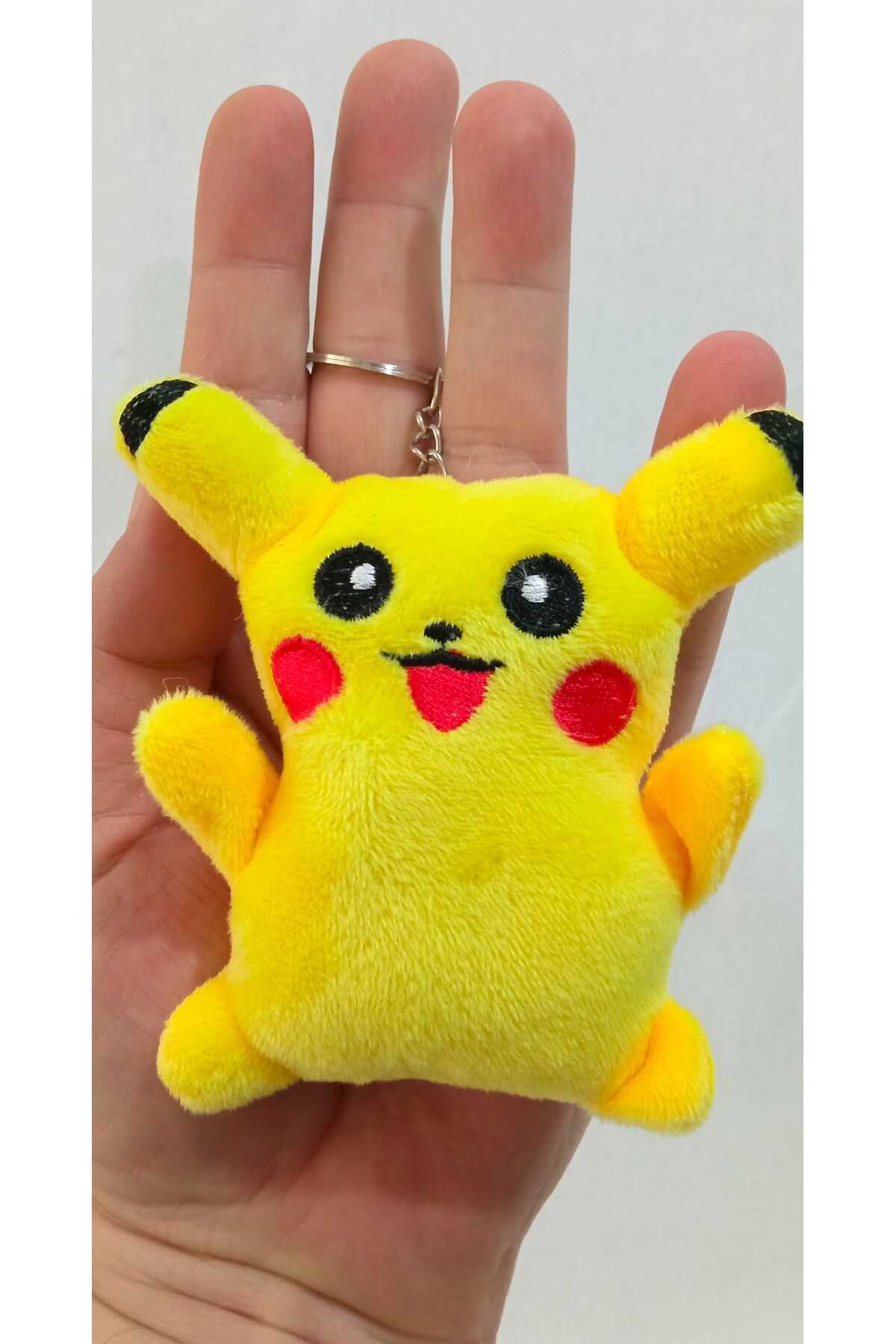 Pufline Pikachu Pokemon Peluş Oyuncak, Çanta Süsü, Anahtarlık 10X8 CM