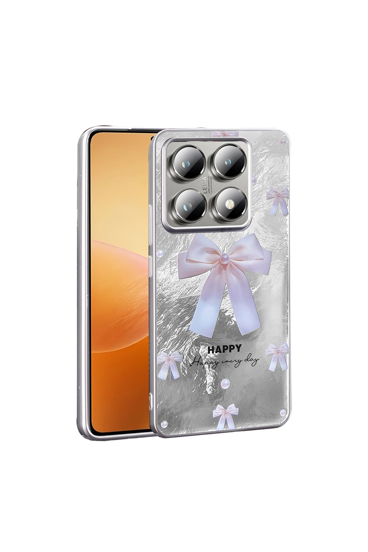 HTstore Xiaomi Uyumlu 14T Kılıf Desenli Zore Mep Kapak-İncili fiyonk