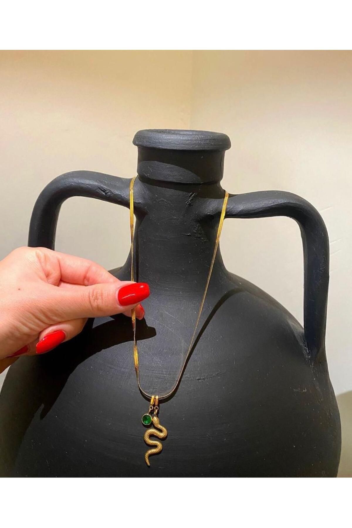 Giz Accesories İTALYAN ZİNCİRLİ YILAN UÇLU ÇELİK KOLYE