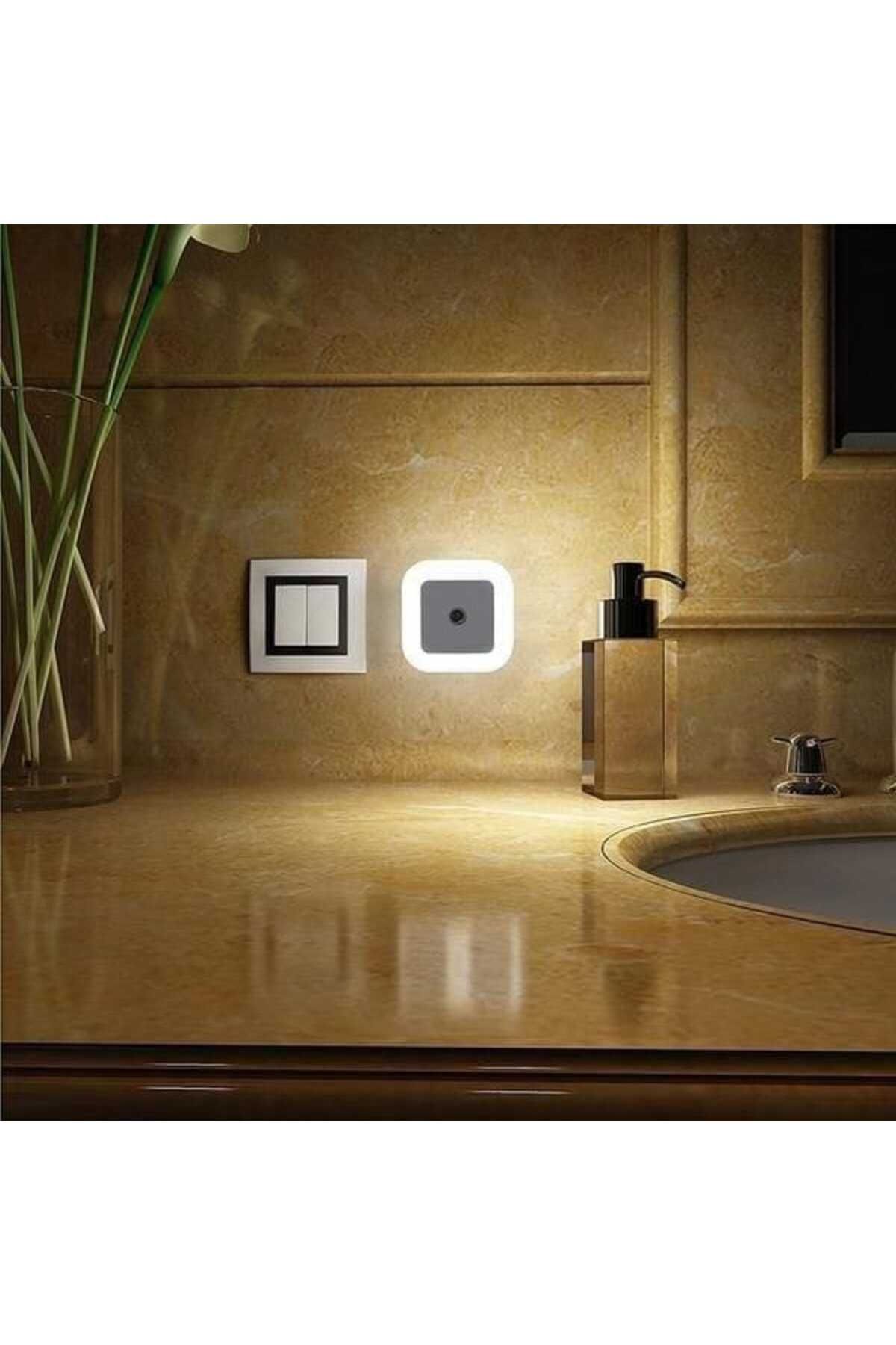 fullreyon Fotoselli Led Gece Lambası, Beyaz Işık Sensörlü Gece Lambası, 1 Watt Beyaz Renk Led Gece Lambası