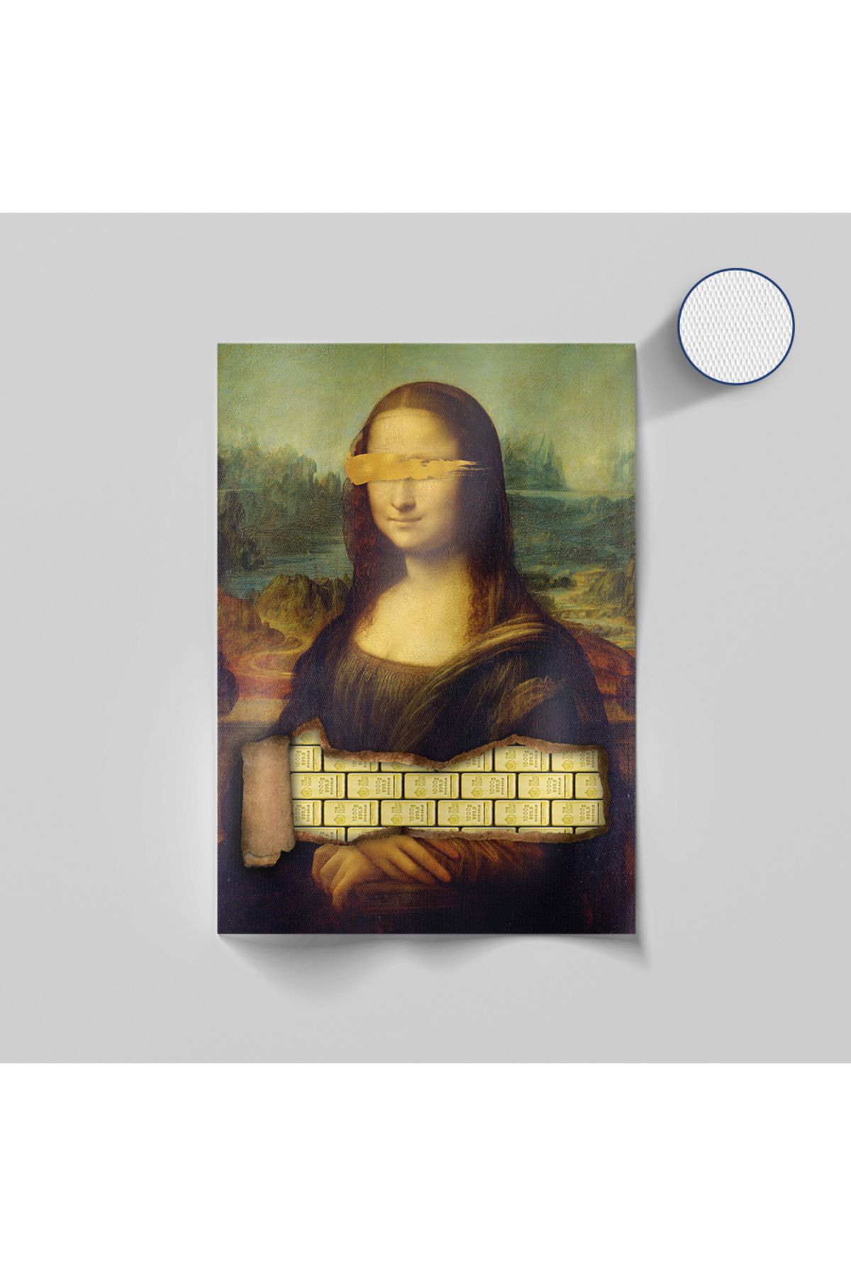 Yzc Store Mona Lisa Portre, Altın Detaylı Klasik Kanvas Tablo, Kanvas Poster
