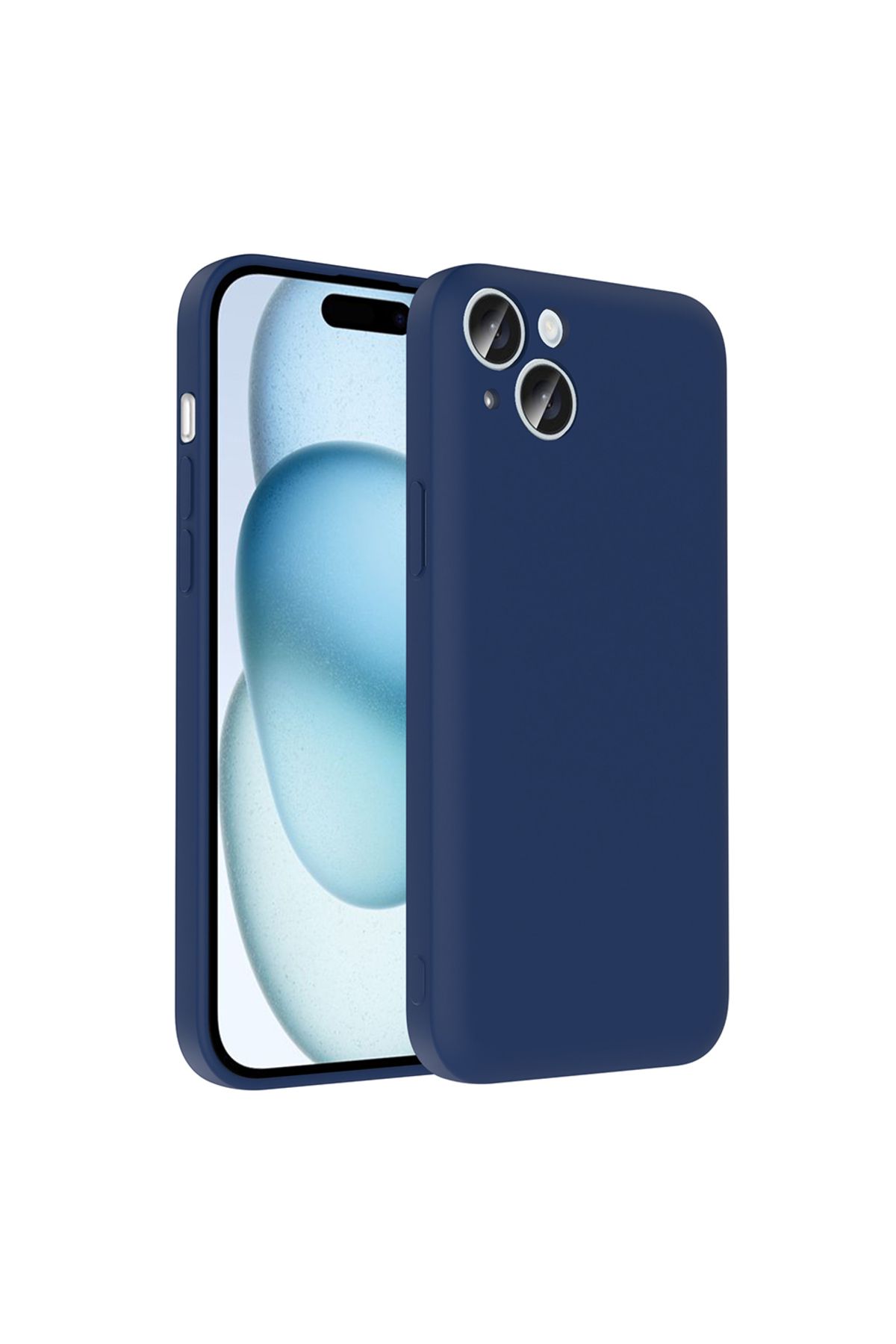 HTstore iPhone Uyumlu 15 Kılıf Kamera Korumalı Kartlık Hazneli Zore Vitra Kapak-Lacivert