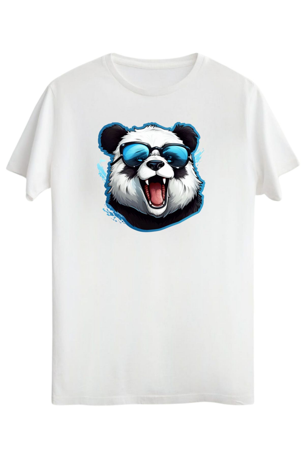 MODA BOL KESİM PANDA BASKILI OVERSİZE OMUZU DÜŞÜK T-SHİRT %100 PAMUK TÜYLENMEZ