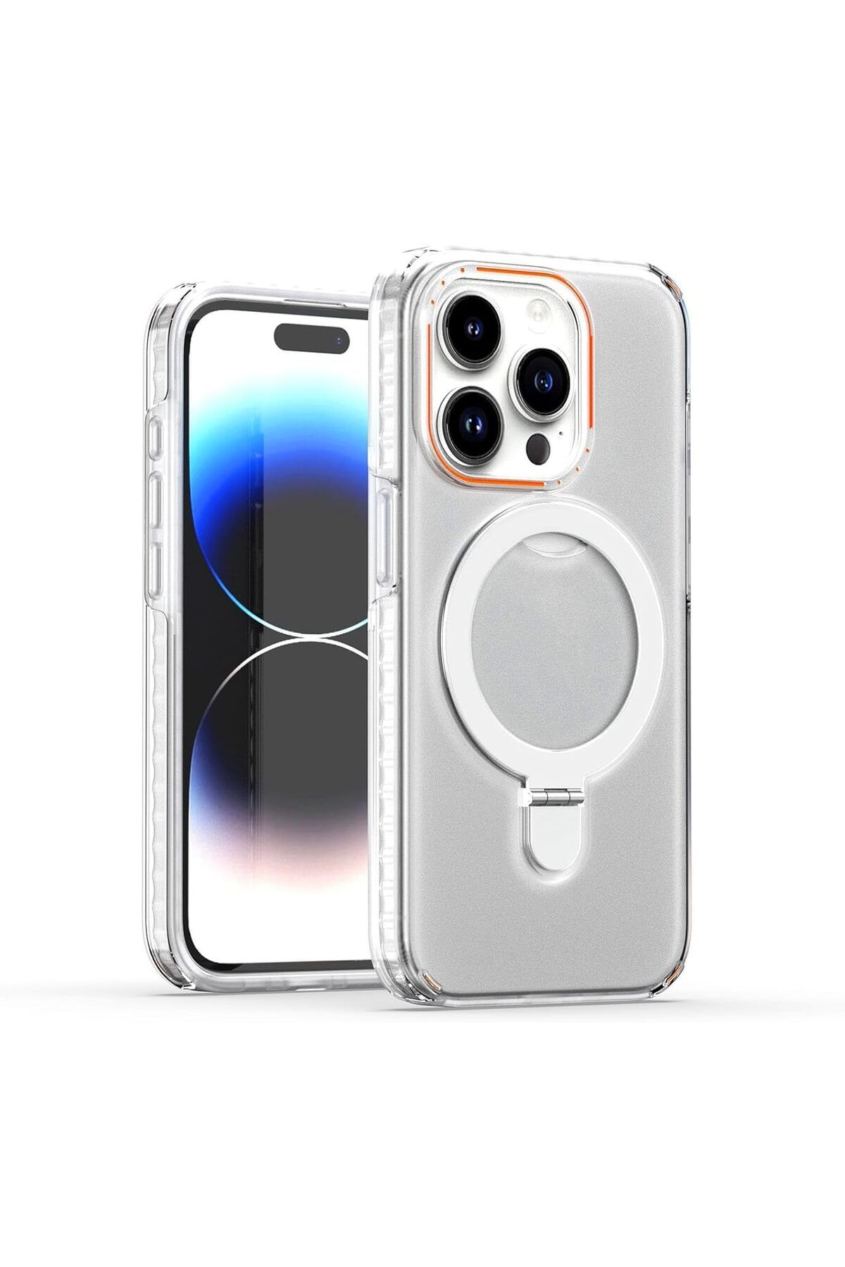 Teleplus iPhhone 15 Pro Kılıf Manyetik Standlı Şarj Çift Katmanlı Pc Sert Kapak