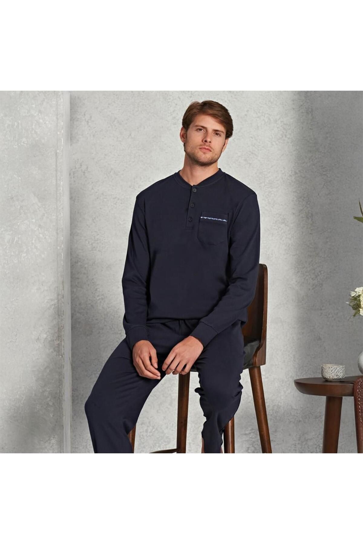Over Sleep by Poleren Over Sleep 1564 Erkek Büyük Beden Kışlık Uzun Kol Pijama Takım