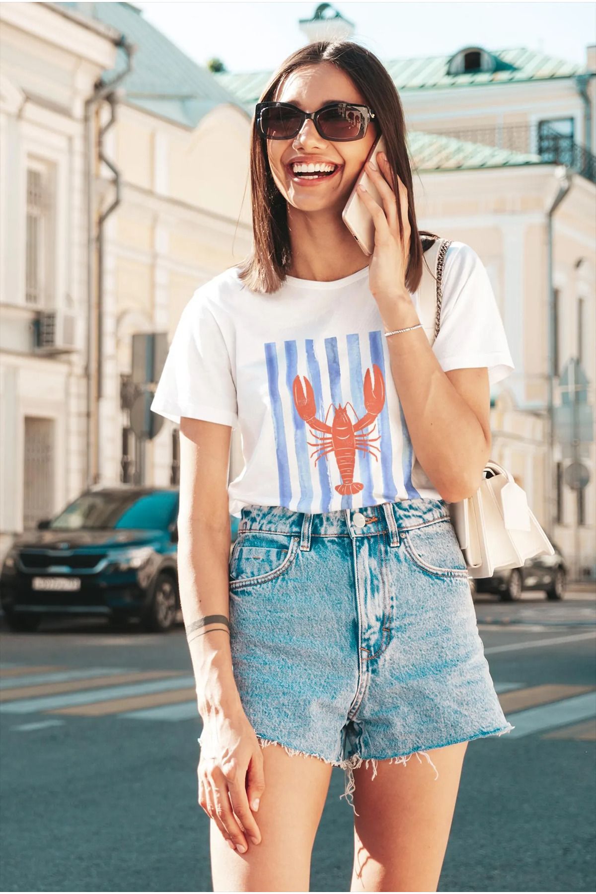 JANSO GROUP - KADIN BASKILI KISA KOLLU TSHIRT OVERSİZE BEDEN PAMUKLU 02