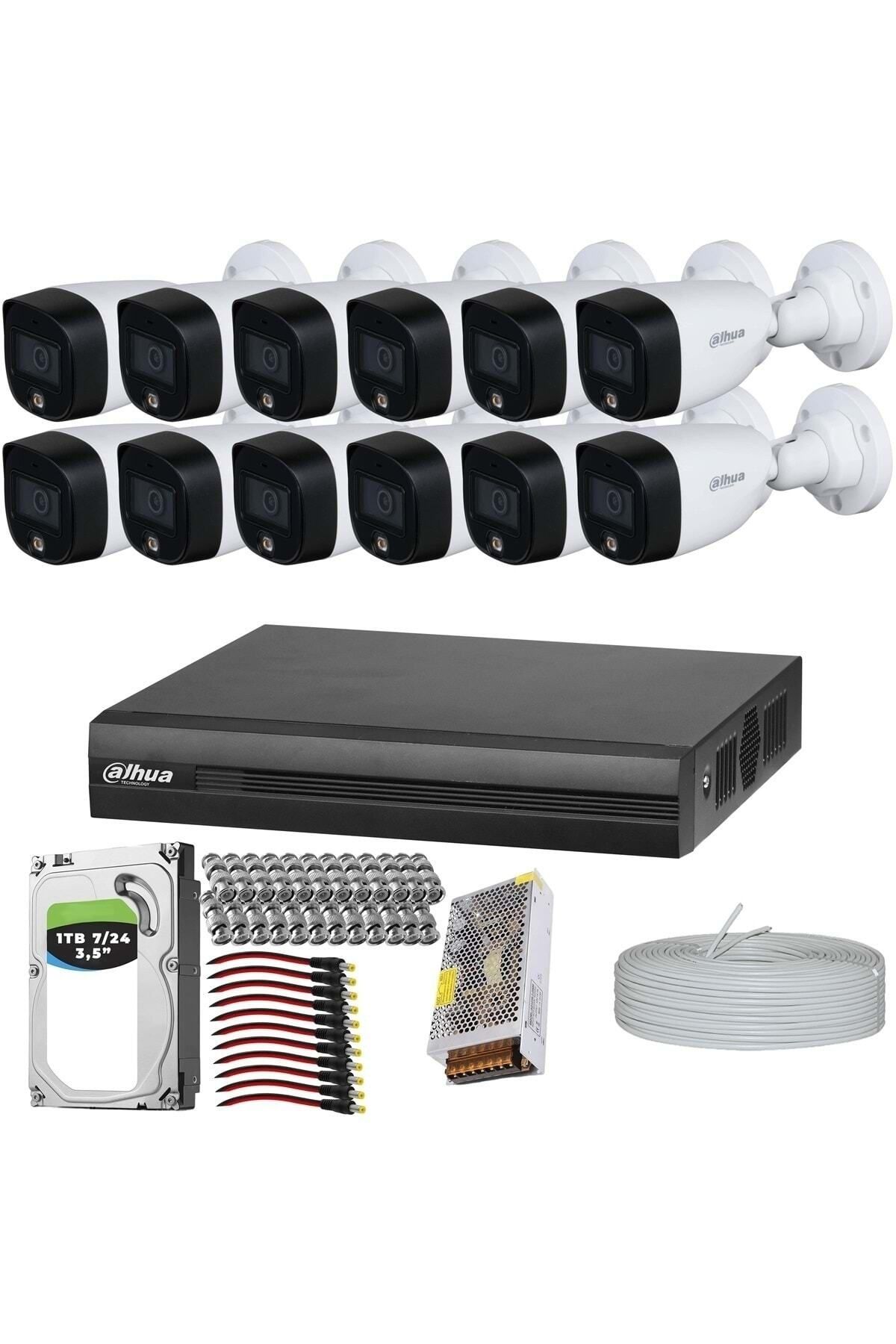 ÖZDETEKNO Dahua 12 Kameralı Full Color 7/24 Renkli Kamera Sistemi 1tb Hdd