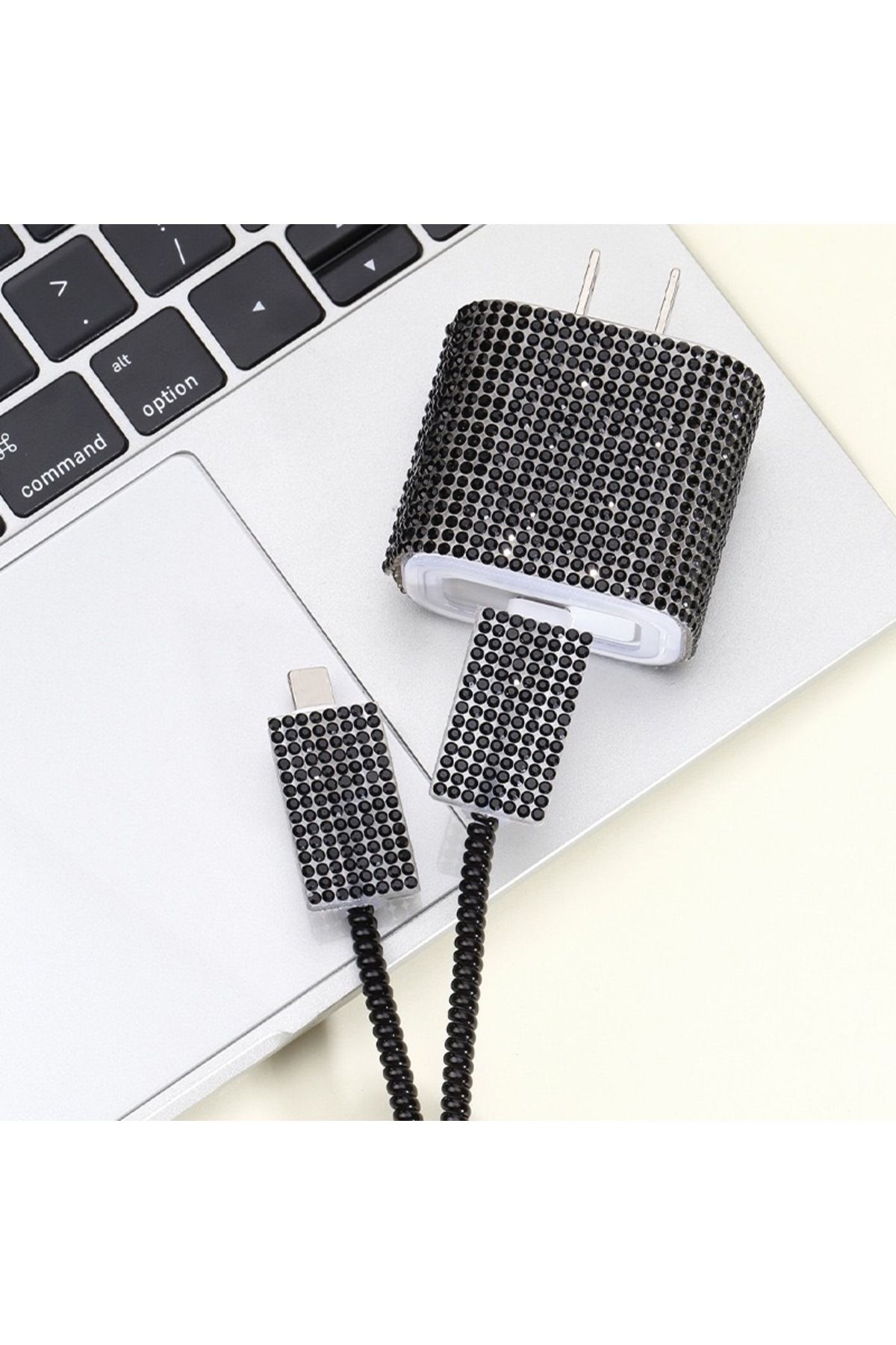 HTstore Zore Taşlı Şarj Aleti Koruyucu 4in1 Set