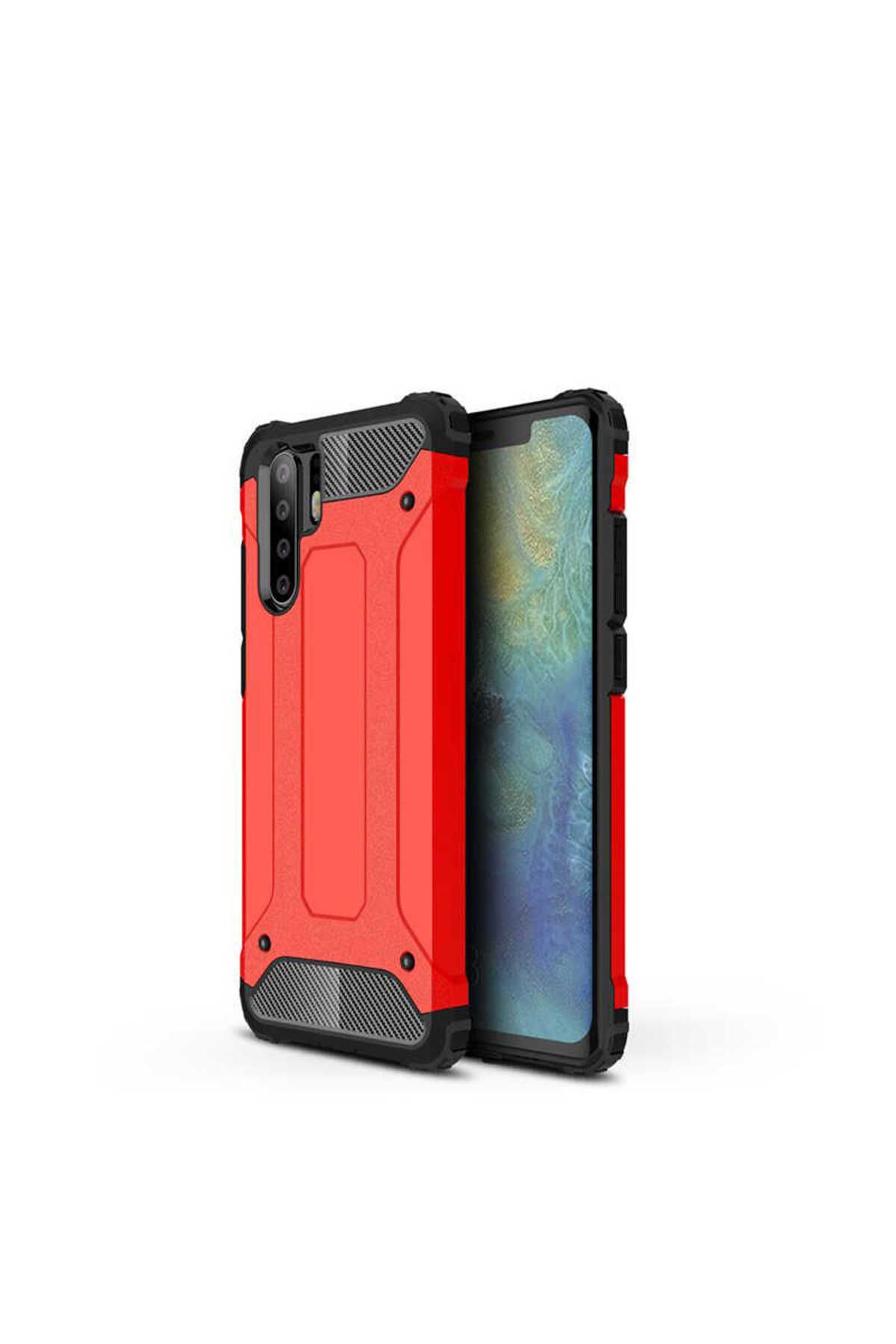 HTstore Huawei Uyumlu P30 Pro Kılıf Zore Crash Silikon Kapak-Kırmızı