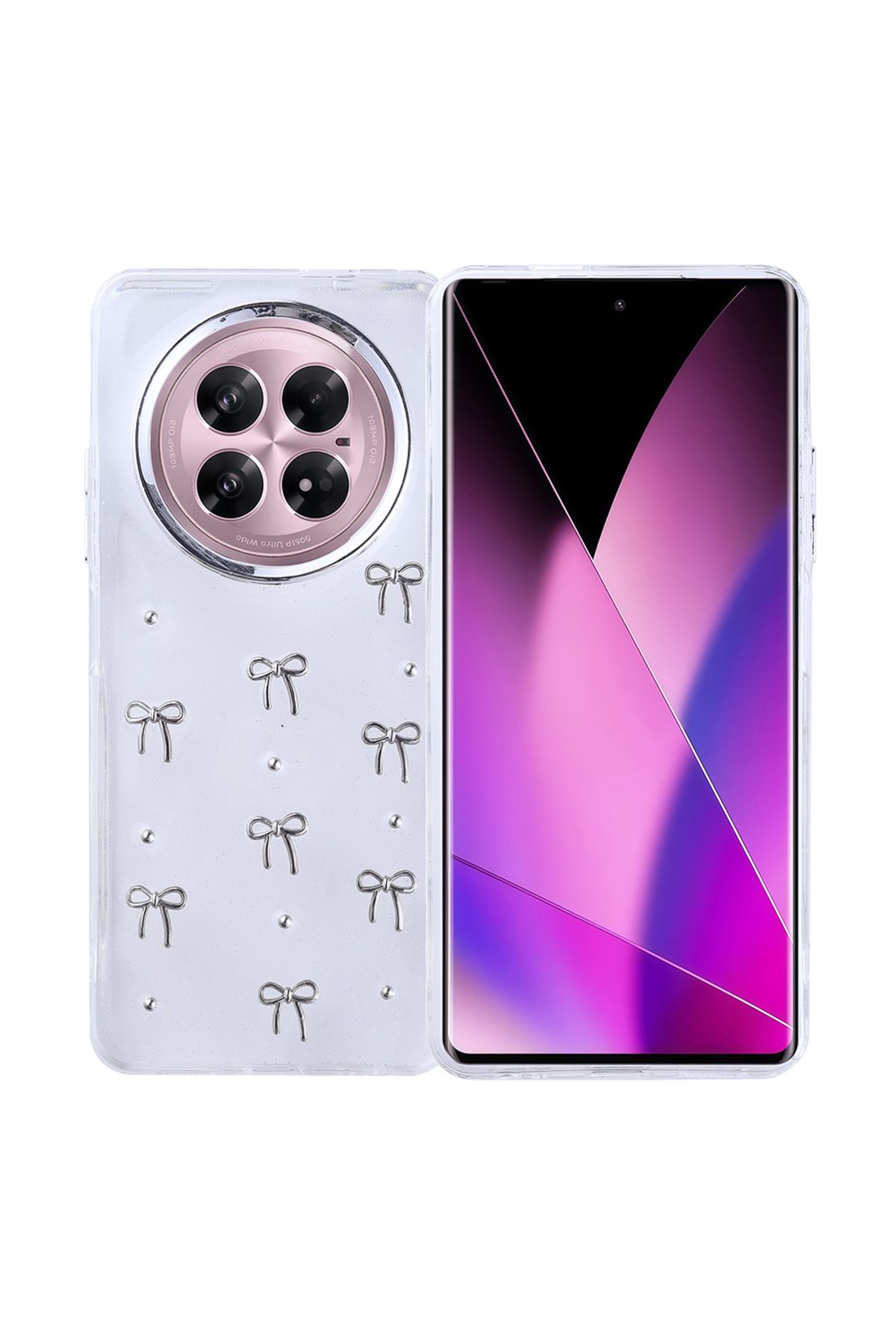 HTstore İnfinix Zero 40 5G Kılıf Airbag Tasarımlı Simli Şeffaf Zore Kutup Kapak