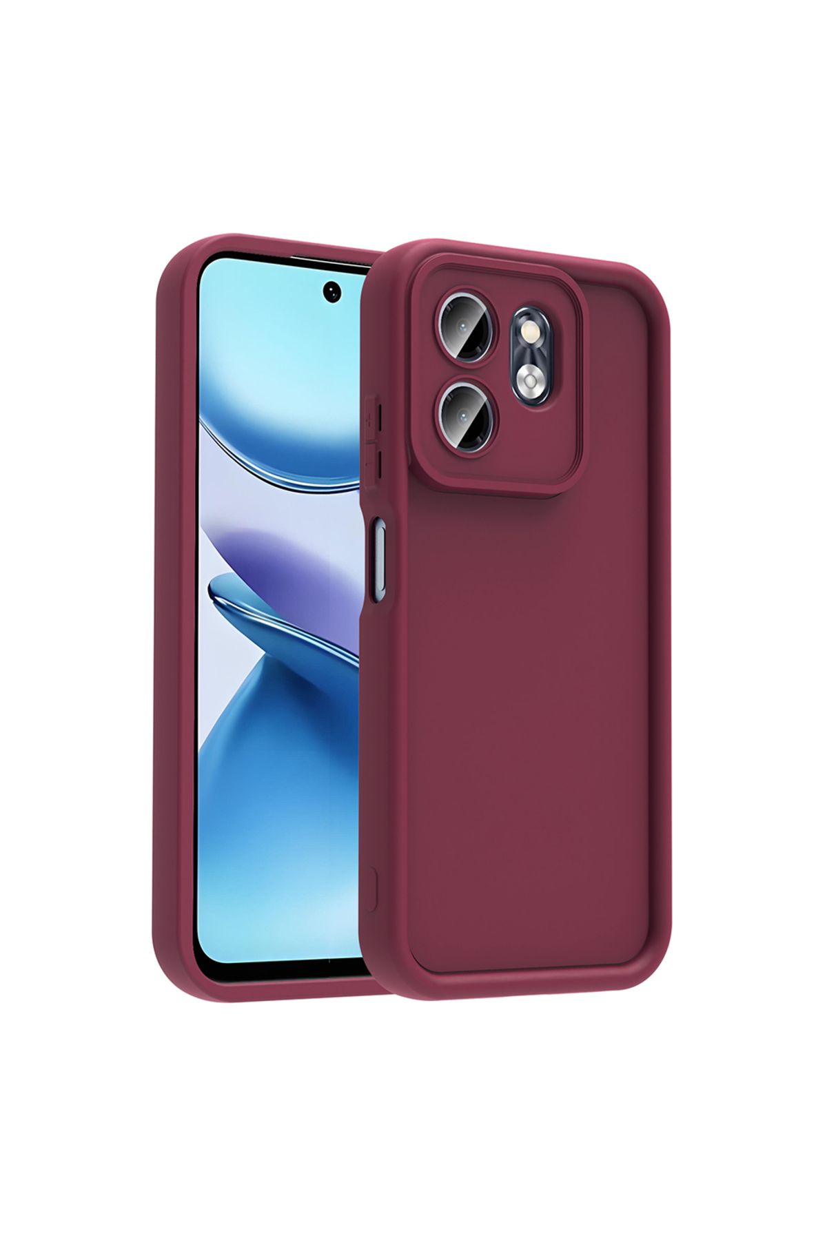 HTstore İnfinix Smart 9 Kılıf Kamera Korumalı Zore Ananas Kapak-Mürdüm