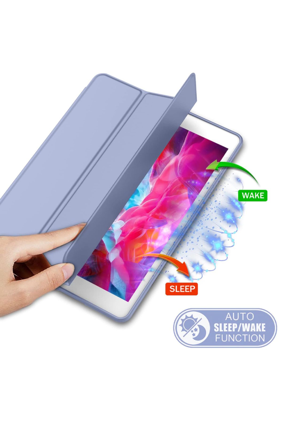 REDz Accessories-Husă tip book cu suport pentru pix pentru Apple iPad 10.2 inch 7/8/9, 2019/2020/2021, pliabilă, albastru lavandă 4