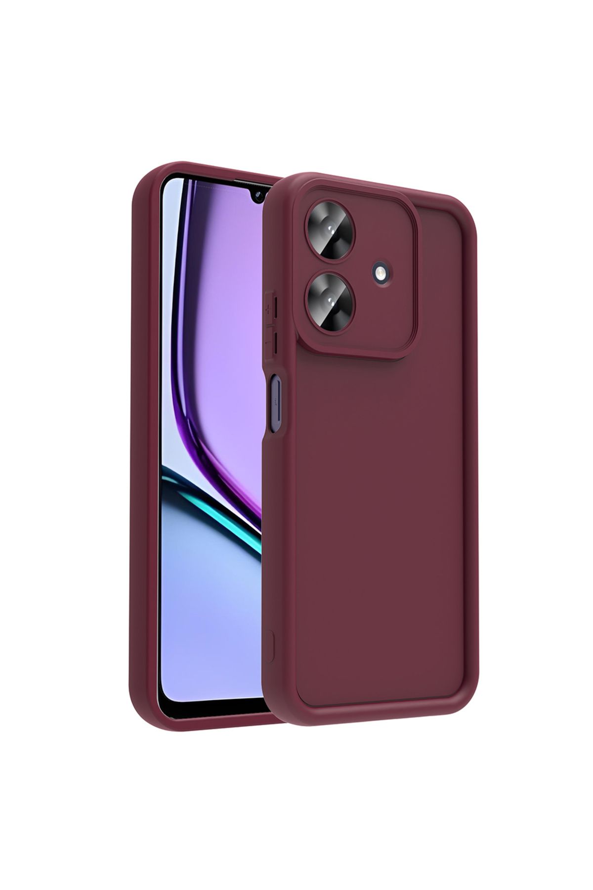 HTstore Realme Note 60 Kılıf Kamera Korumalı Zore Ananas Kapak-Mürdüm