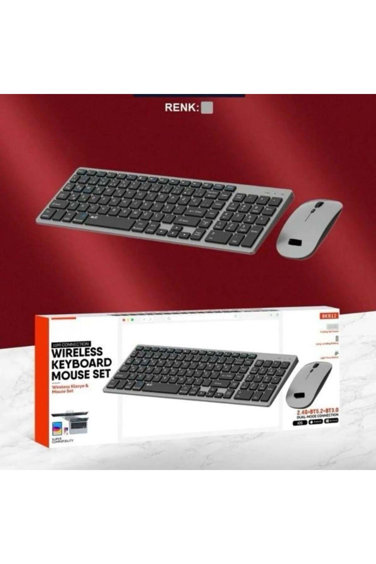 HZL Kablosuz Bluetooth Klavye ve Mouse Seti - Sessiz, Ergonomik, Taşınabilir, Uzun Pil Ömrü
