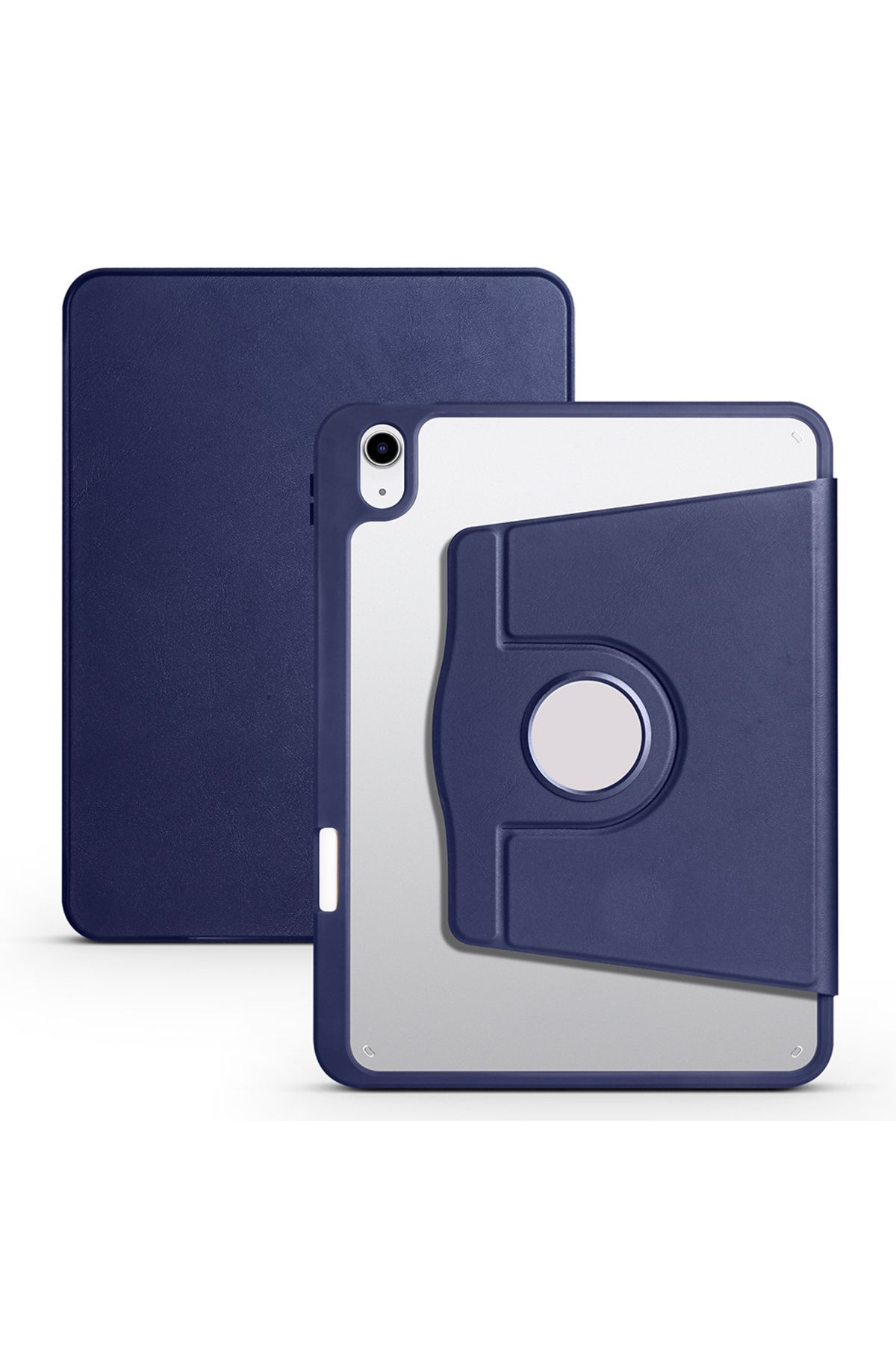 HTstore iPad Uyumlu 11.Nesil 2025 Kılıf Zore Termik Kalem Bölmeli Dönebilen Standlı Kılıf-Lacivert