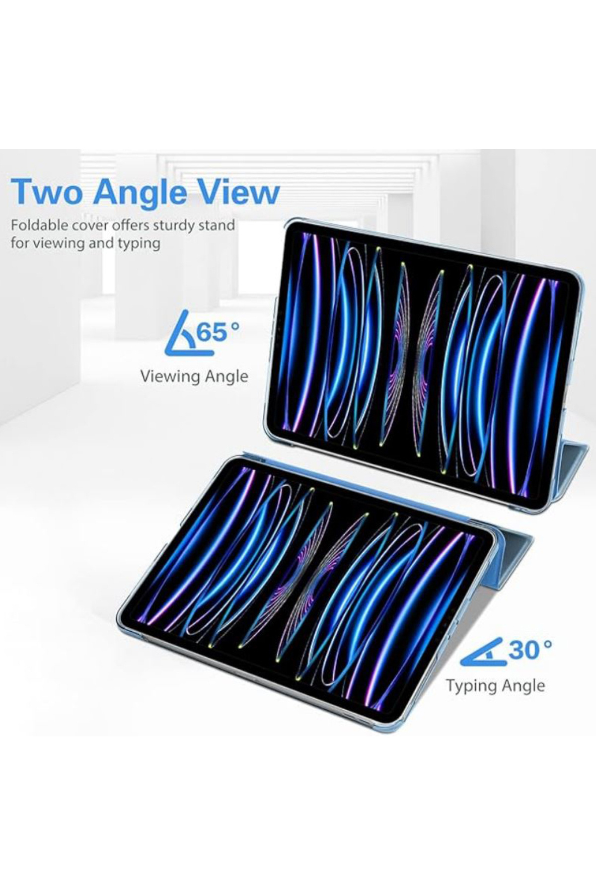REDz Accessories-Husă cu clapă pentru Apple iPad Pro 11, Air 11, Air 4/5, protecție pentru cărți, suport de vizualizare, albastră 5