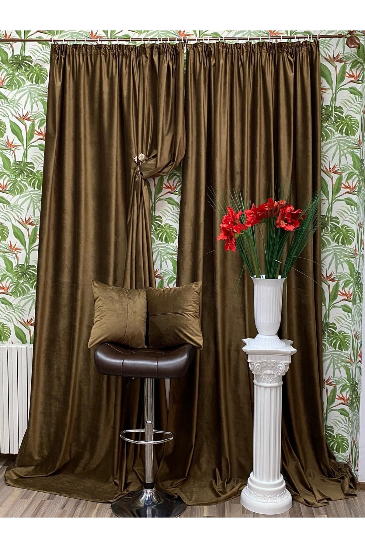 Liz Line Set Doua Draperii Catifea, Maroniu, Colectia "velvet" By Liz Line, 2x350x245cm, Cu Rejansa - 350 x 245
