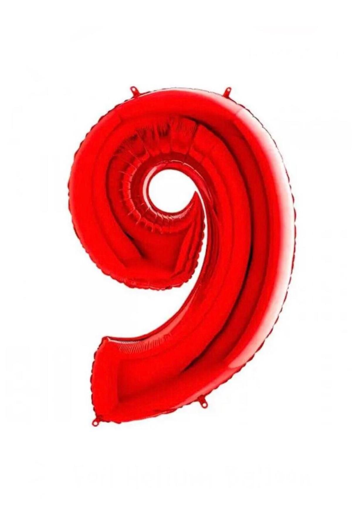 MİNAY 9 RAKAM FOLYO BALON KIRMIZI RENK 40" 100cm