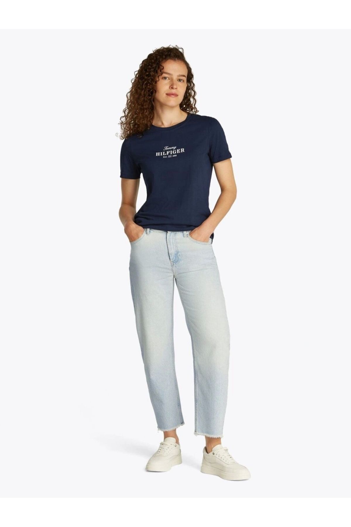 Tommy Hilfiger Kadın Açık Mavi Yüksek Bel Dar Paça Jean