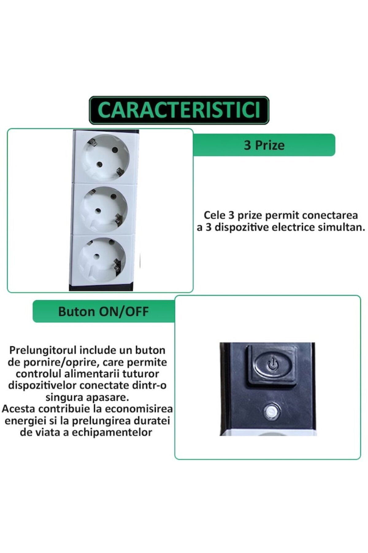 NEXTLY-Extension Cord With 3 Sockets, Switch, Hanging Bracket, High Temperature Resistant 3