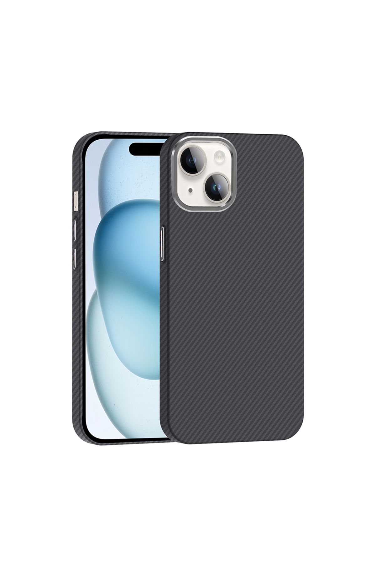 HTstore iPhone Uyumlu 13 Kılıf M-safe Şarj Özellikli Karbon Fiber Görünümlü Zore Gros Kapak-Siyah