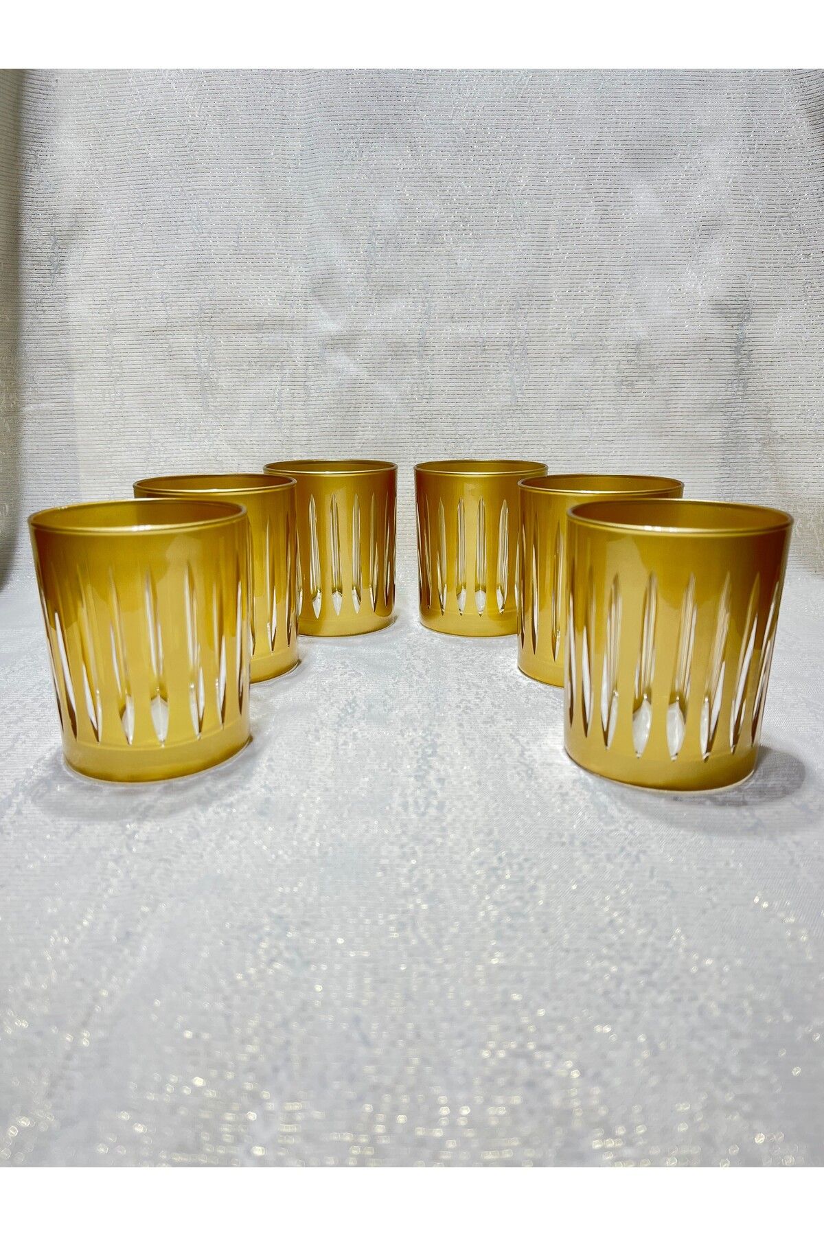 Mirano Cam Tasarım GOLD KESME EL İŞİ 300 ML 6LI TAKIM MEŞRUBAT SETİ