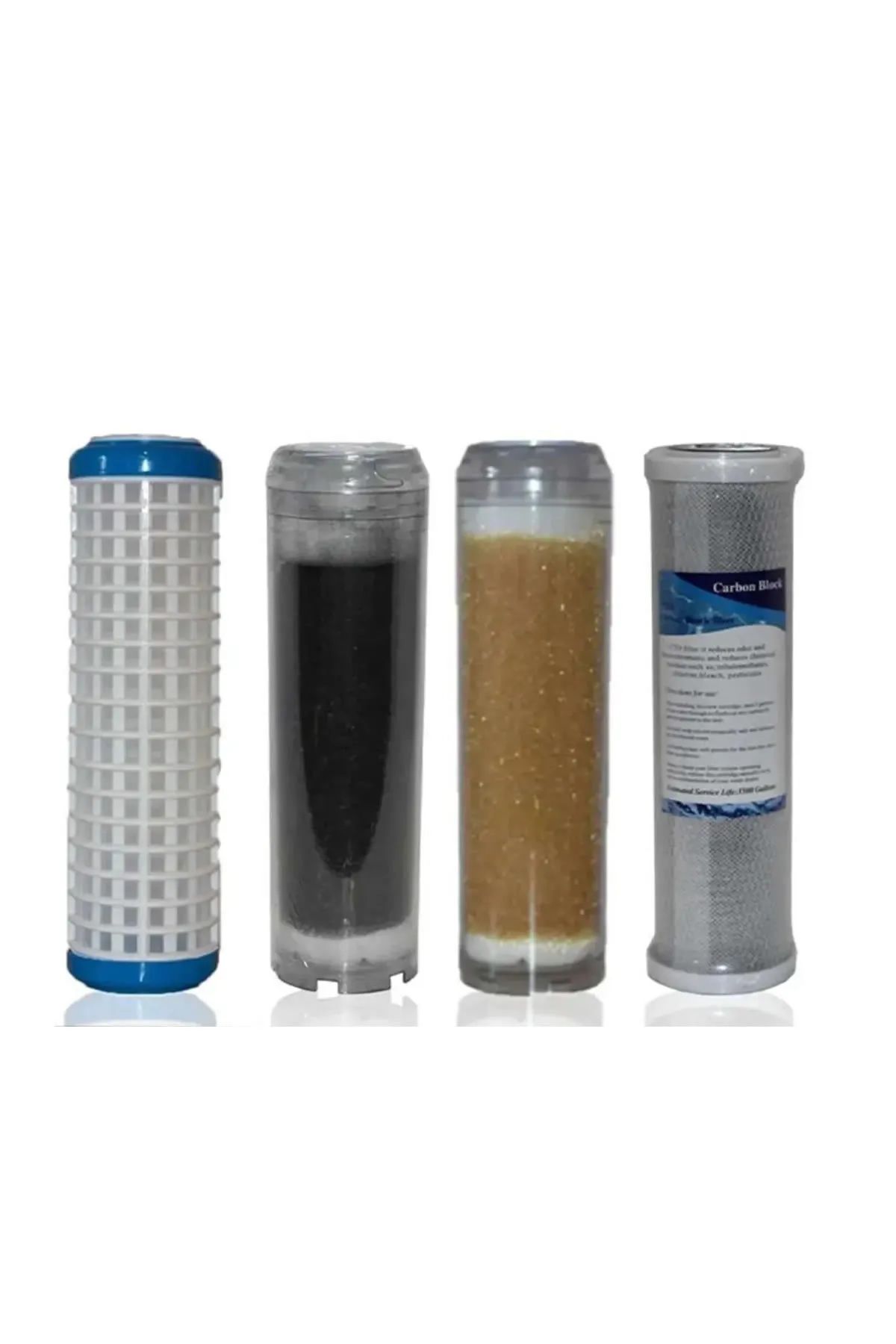 Filter Store Daire Bina Sayaç Girişi 10" Inc 4 Aşama ( Yıkanabilir , Gac , Reçine , Blok ) Yedek Filtre Seti