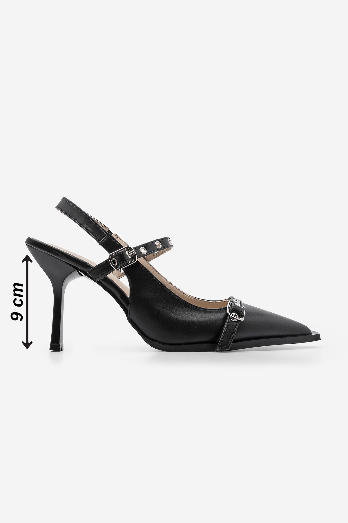 استیلتو زنانه STILETTO با اشاره به پشتی بینی پشت کتاب کفش پاشنه بلند کتابخانه سیاه Marjin