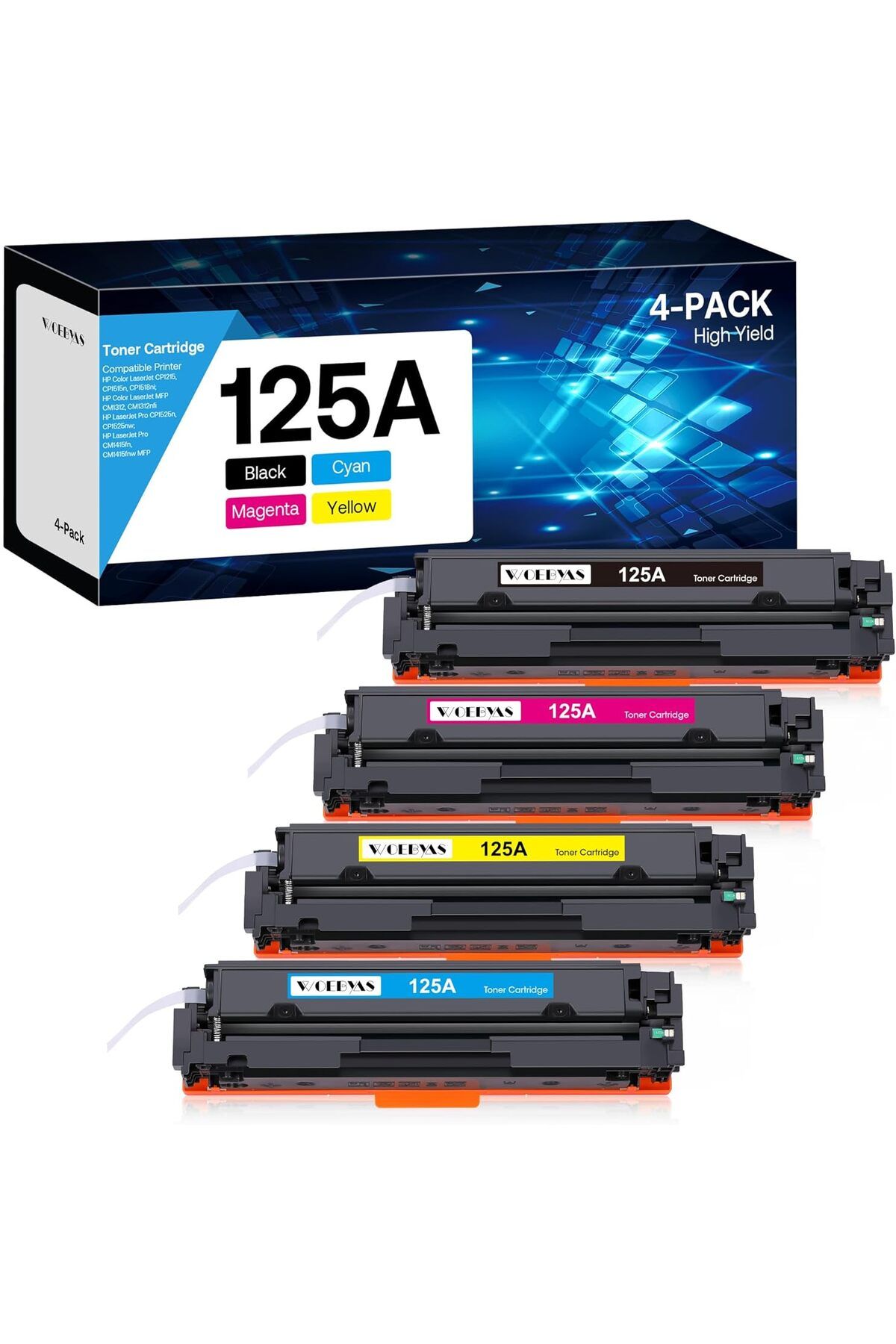 HP YA-DE TONER Color Laserjet CM1312 MFP CM1312nfi CP1515n CP1518ni CP1215 CP1515n Printer (4 Pack,
