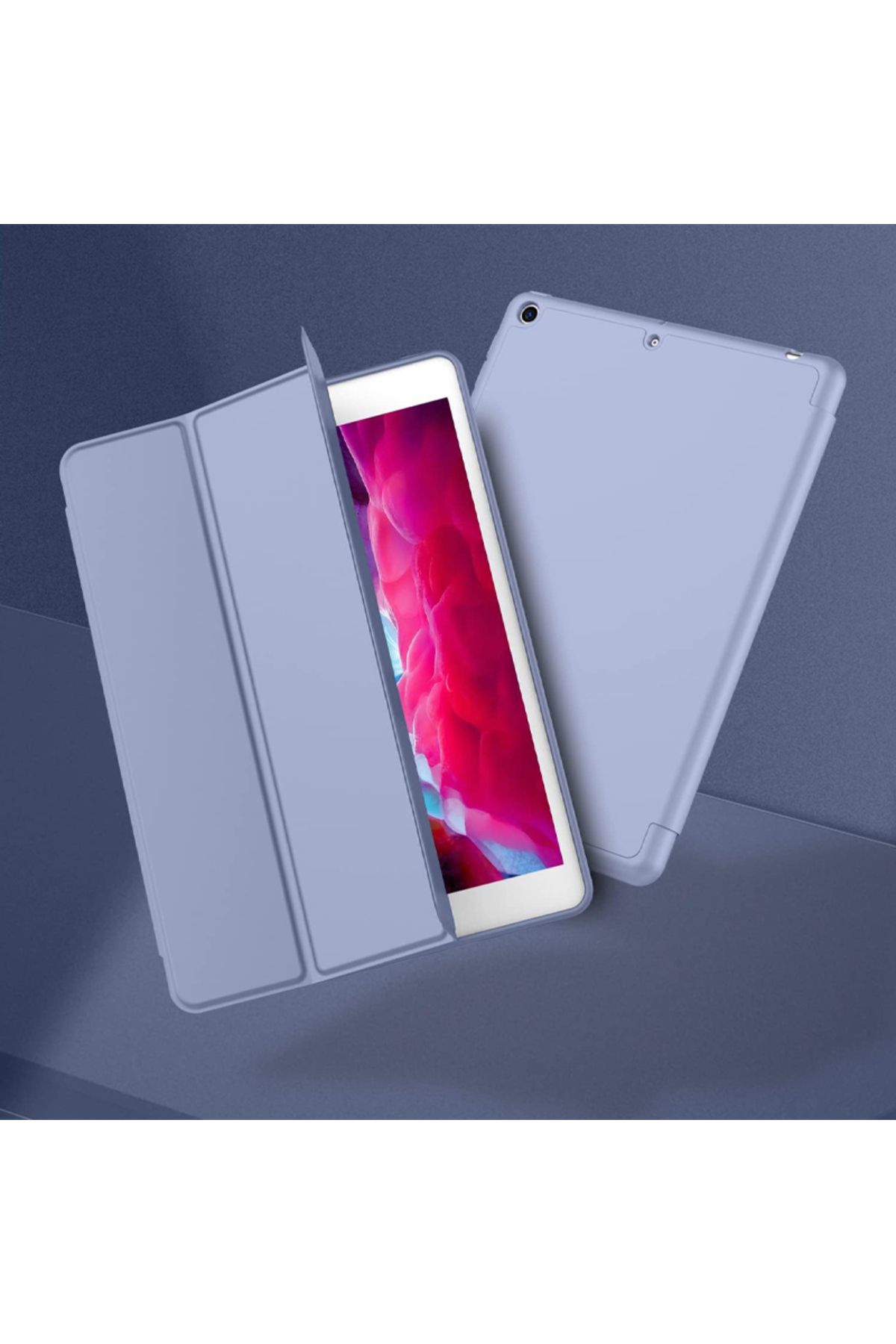 REDz Accessories-Husă tip book cu suport pentru pix pentru Apple iPad 10.2 inch 7/8/9, 2019/2020/2021, pliabilă, albastru lavandă 3