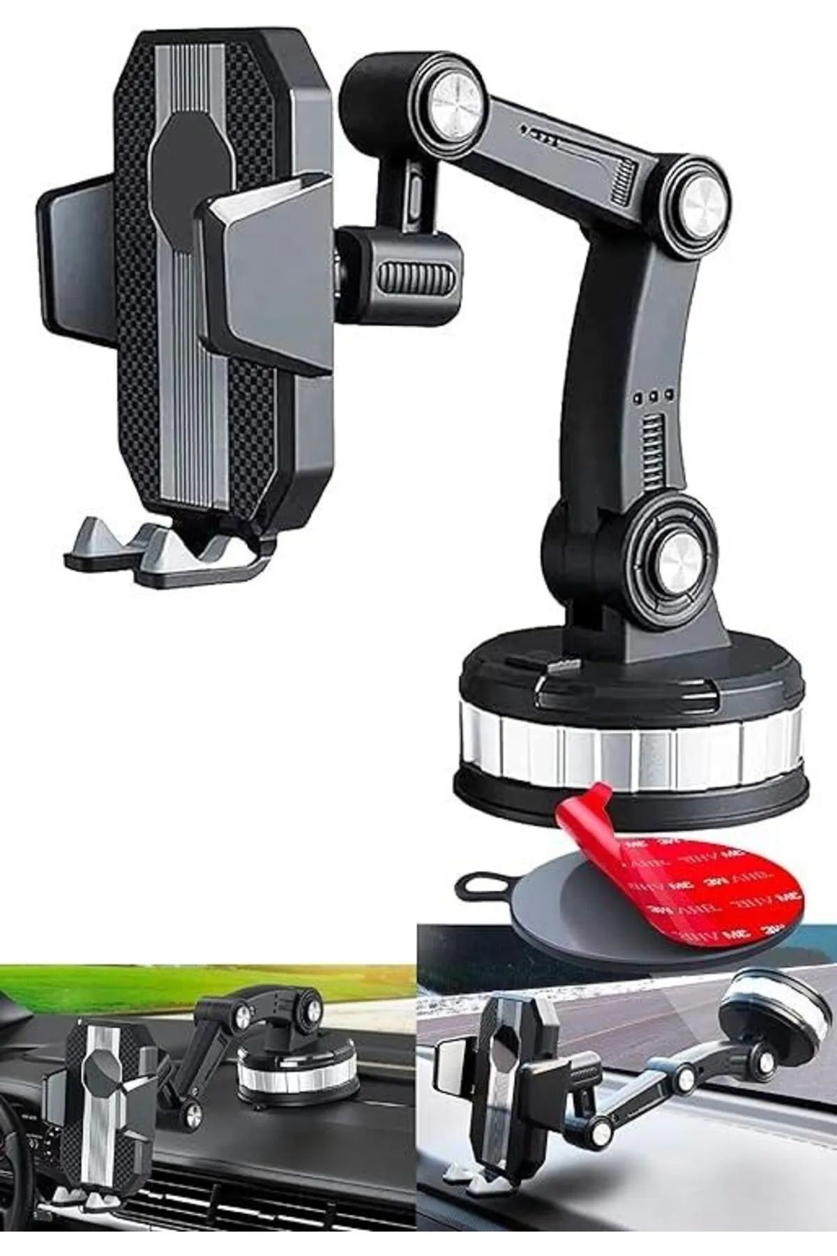 EN SİGA Ultra Güçlü Büyük Vantuzlu 360 Derece Dönebilen Yatay ve Dikey Kullanımlı Araç İçi Telefon Tutucu