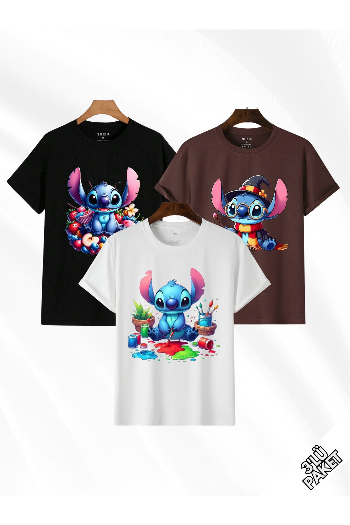 Llanura Çocuk Unısex Ön Baskılı Oversize 3'lü Paket Tshirt
