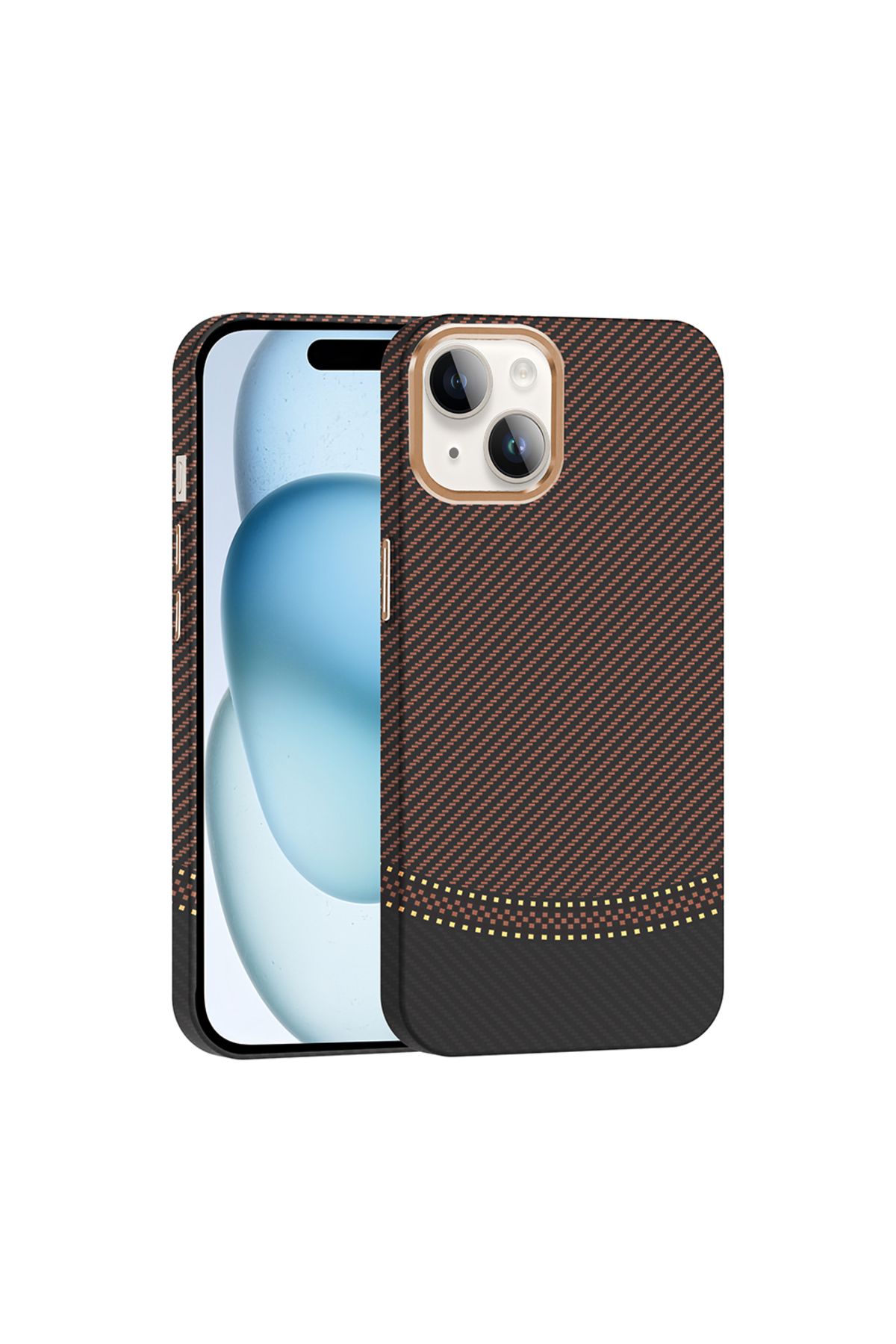 HTstore iPhone Uyumlu 13 Kılıf M-safe Şarj Özellikli Karbon Fiber Görünümlü Zore Gros Kapak